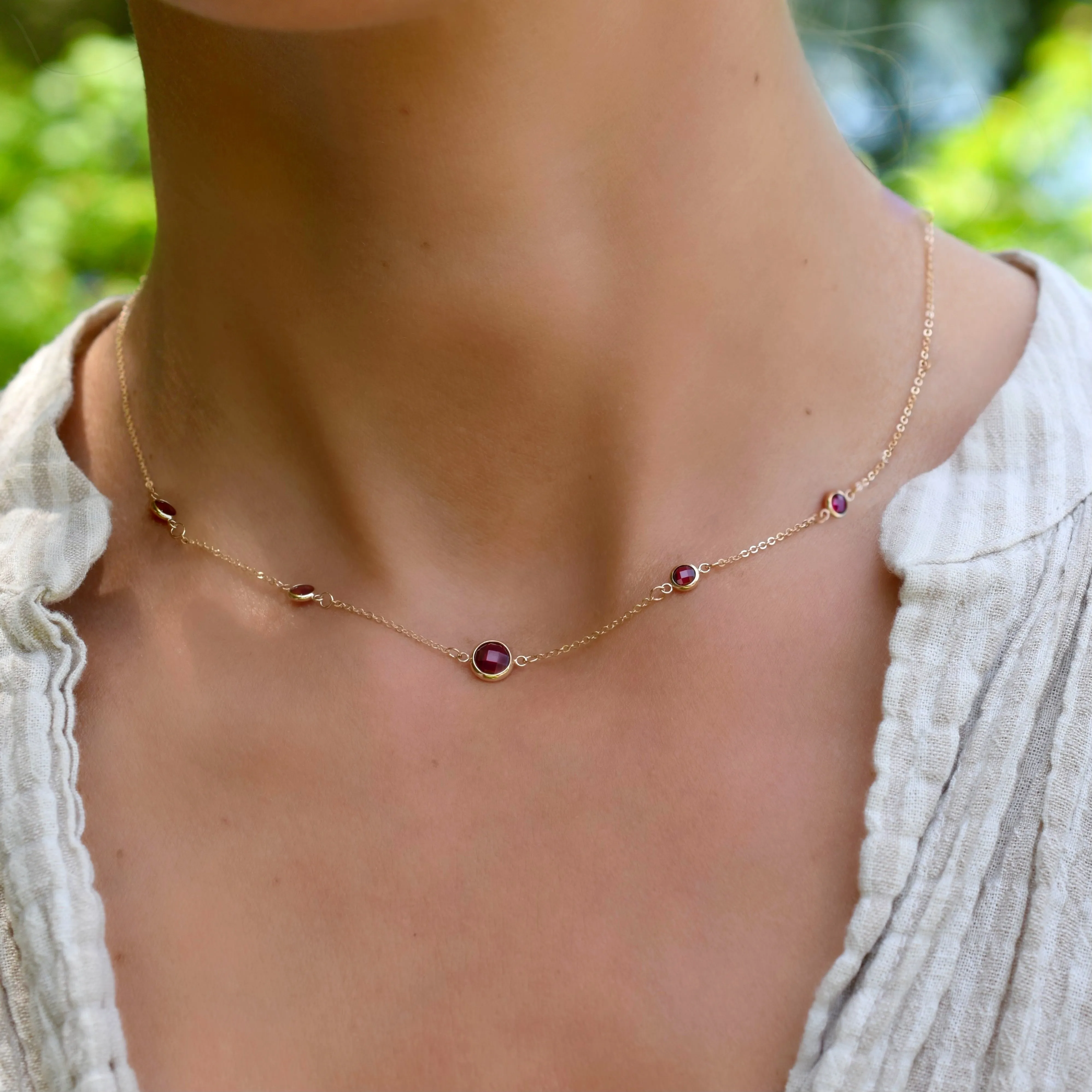 1 Grand & 4 Petite Ruby Necklace in 14k Gold (July) sold by Haverhill product image thumbnail 3