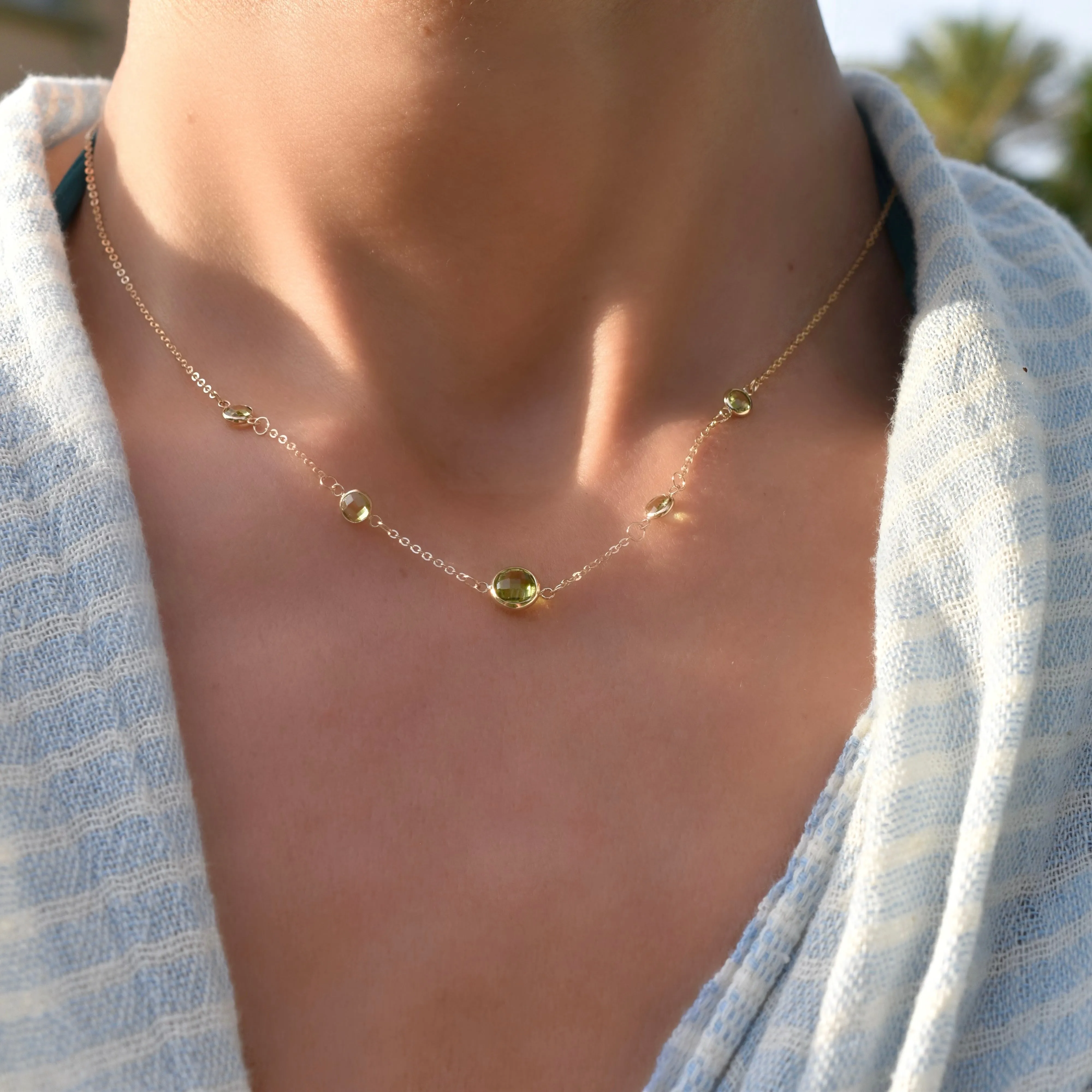 1 Grand & 4 Petite Peridot Necklace in 14k Gold (August) sold by Haverhill product image thumbnail 3