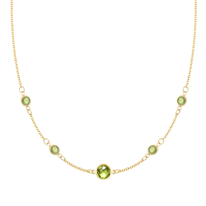1 Grand & 4 Petite Peridot Necklace in 14k Gold (August) sold by Haverhill