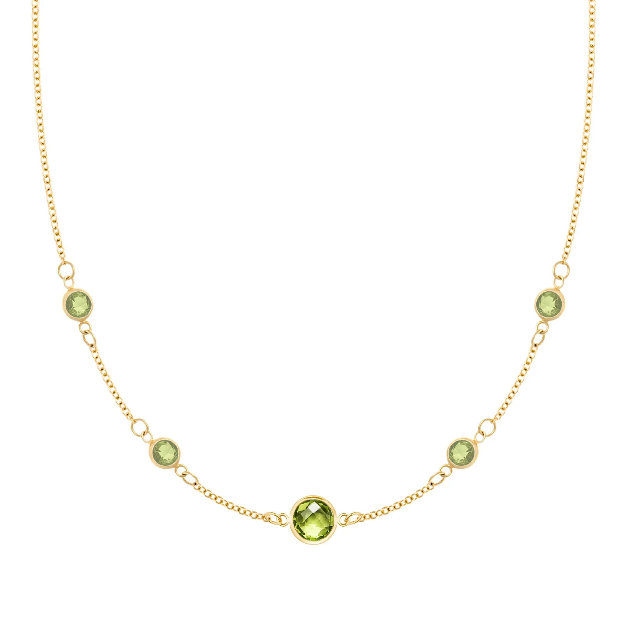 1 Grand & 4 Petite Peridot Necklace in 14k Gold (August) sold by Haverhill