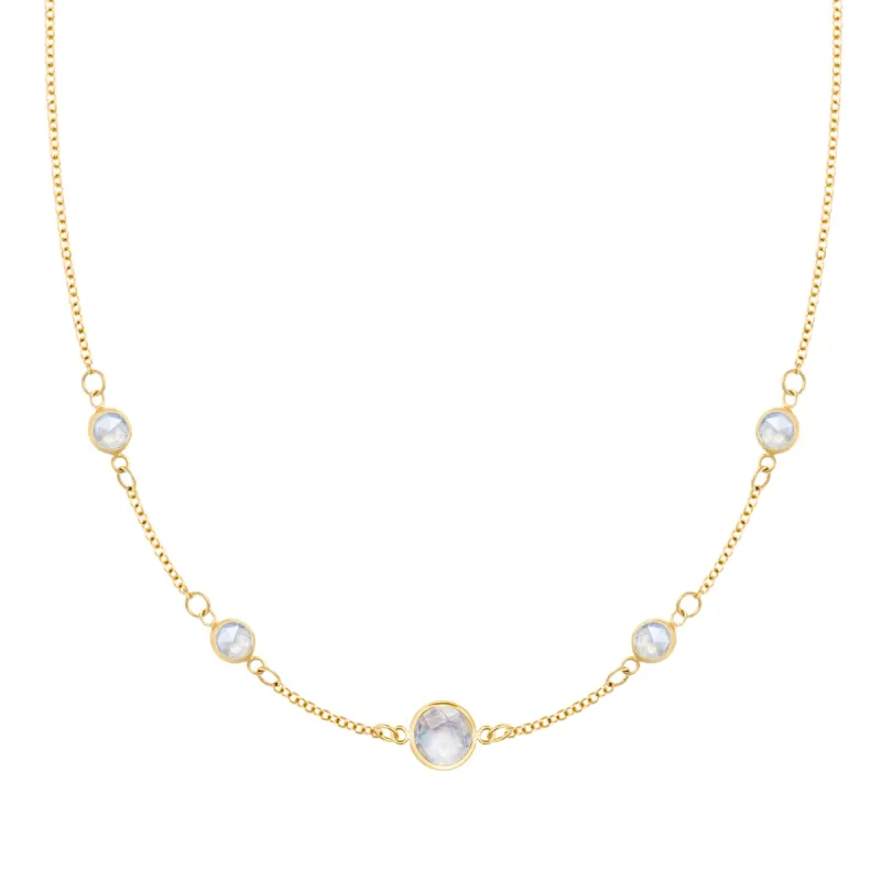 1 Grand & 4 Petite Moonstone Necklace in 14k Gold (June) sold by Haverhill
