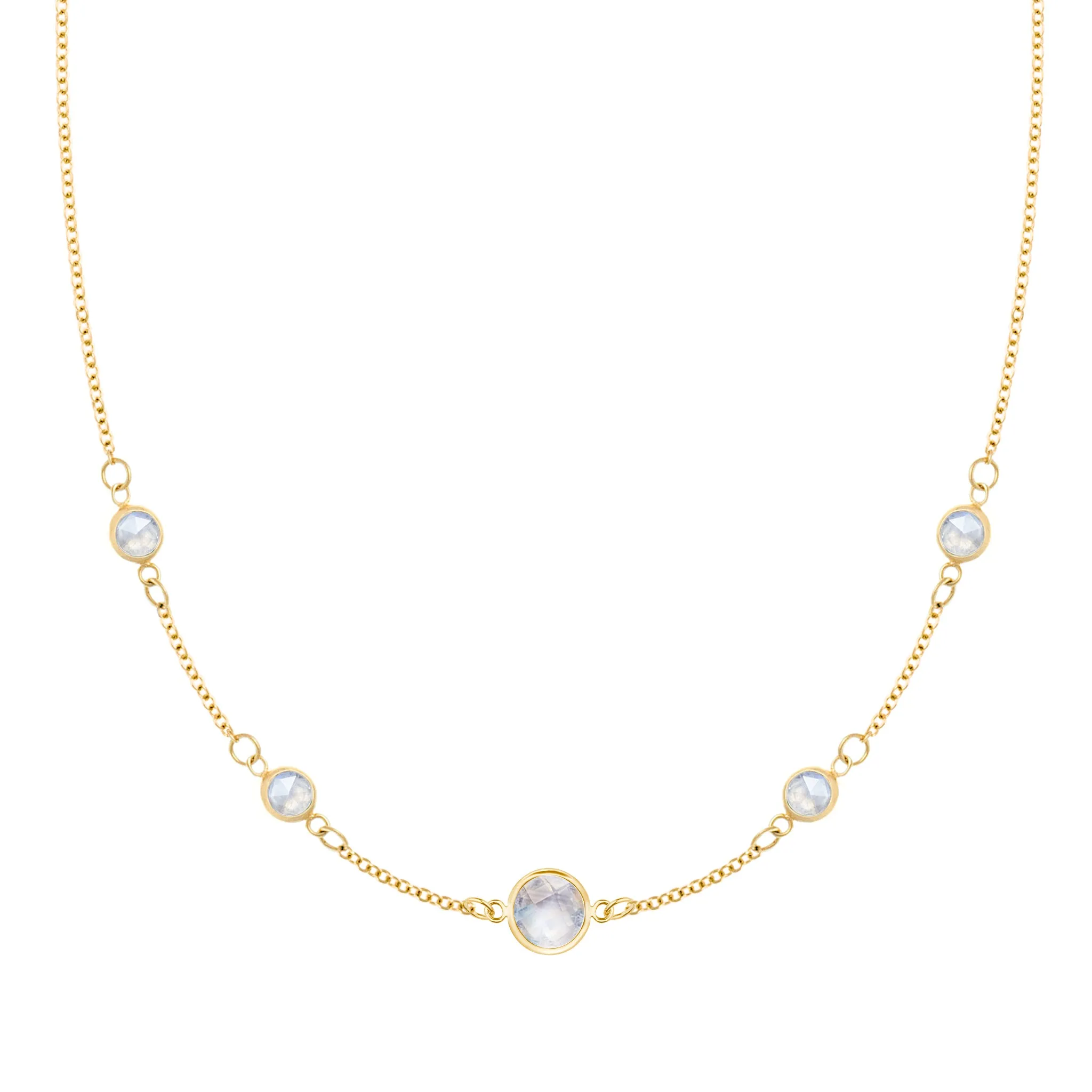 1 Grand & 4 Petite Moonstone Necklace in 14k Gold (June) sold by Haverhill