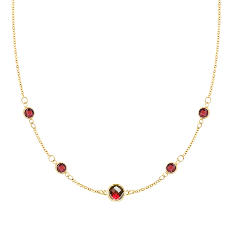 1 Grand & 4 Petite Garnet Necklace in 14k Gold (January) sold by Haverhill