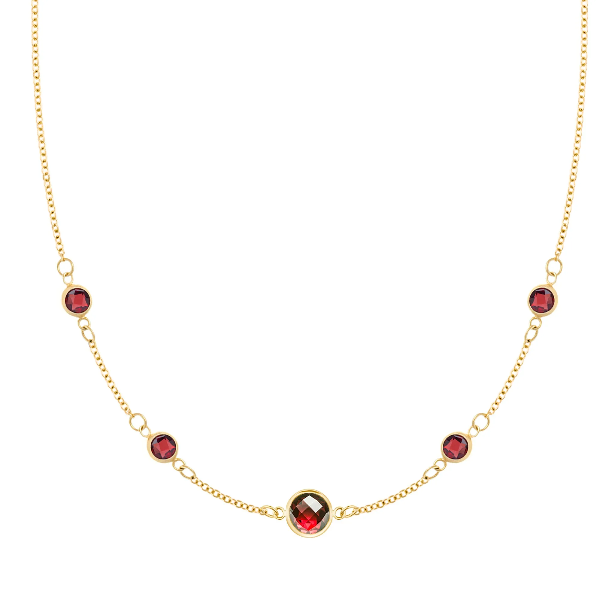 1 Grand & 4 Petite Garnet Necklace in 14k Gold (January) sold by Haverhill