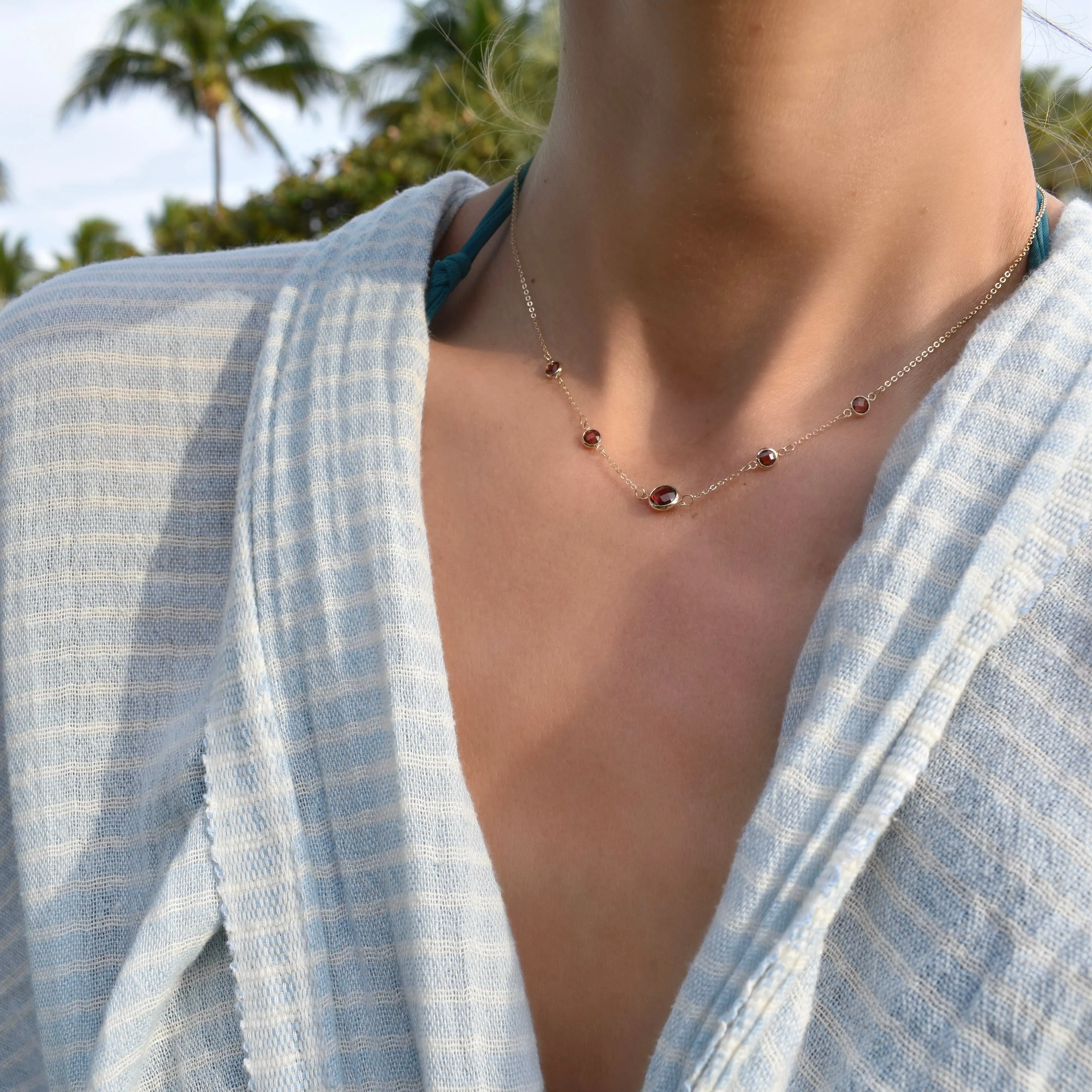 1 Grand & 4 Petite Garnet Necklace in 14k Gold (January) sold by Haverhill product image thumbnail 2