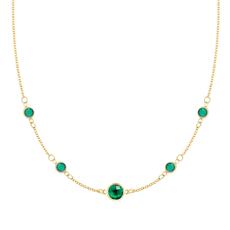 1 Grand & 4 Petite Emerald Necklace in 14k Gold (May) sold by Haverhill