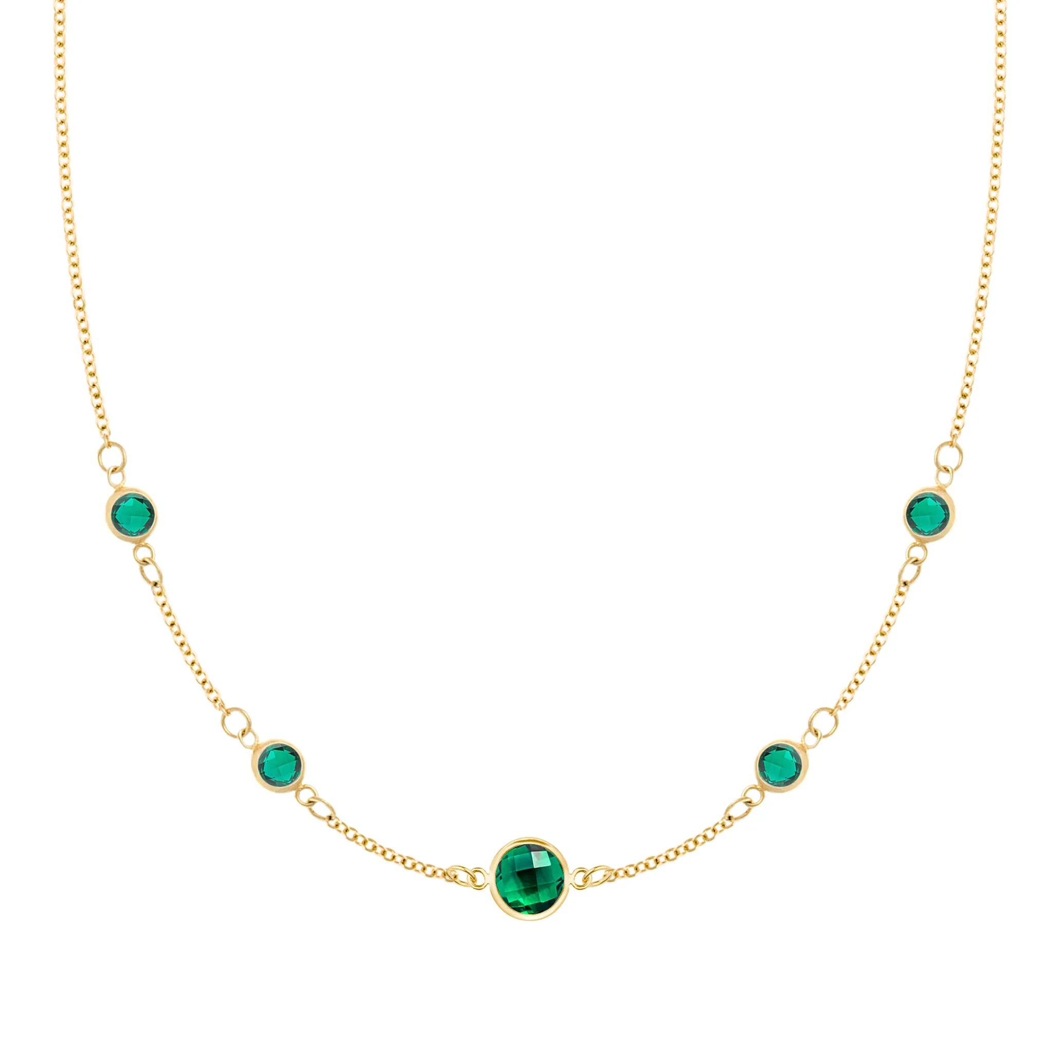 1 Grand & 4 Petite Emerald Necklace in 14k Gold (May) sold by Haverhill