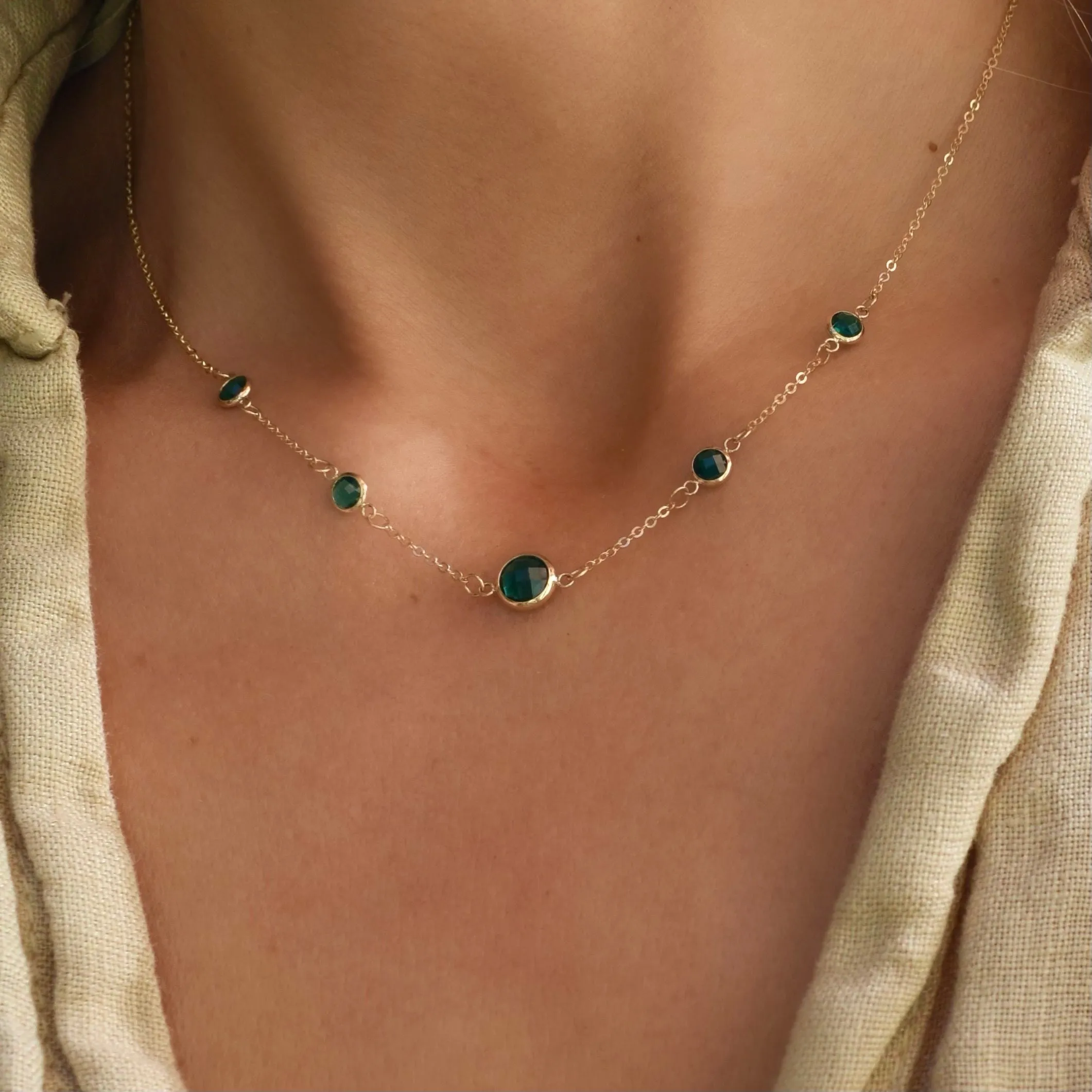 1 Grand & 4 Petite Emerald Necklace in 14k Gold (May) sold by Haverhill product image thumbnail 3