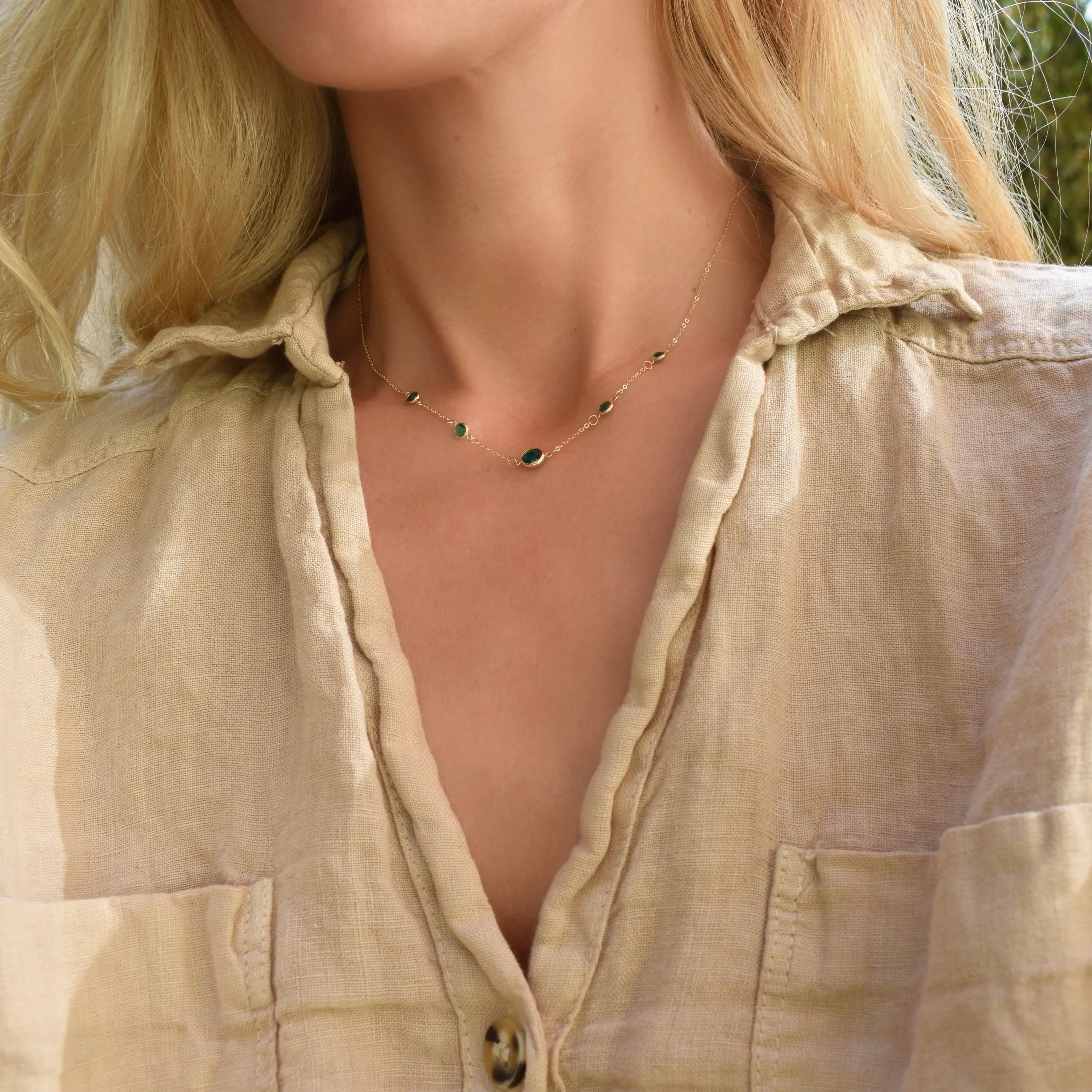 1 Grand & 4 Petite Emerald Necklace in 14k Gold (May) sold by Haverhill product image thumbnail 2