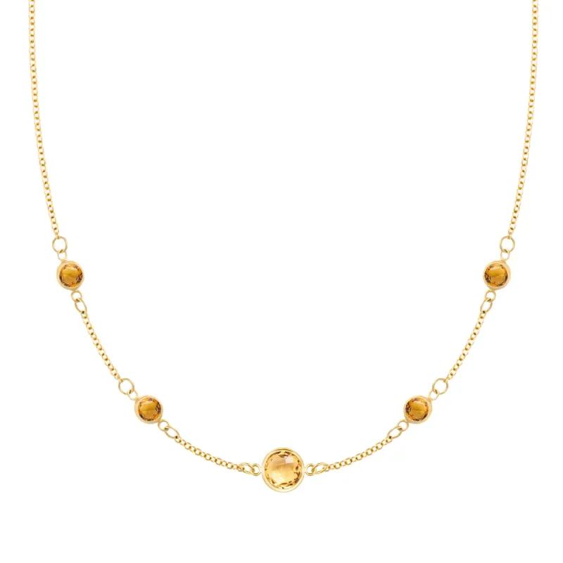 1 Grand & 4 Petite Citrine Necklace in 14k Gold (November) sold by Haverhill
