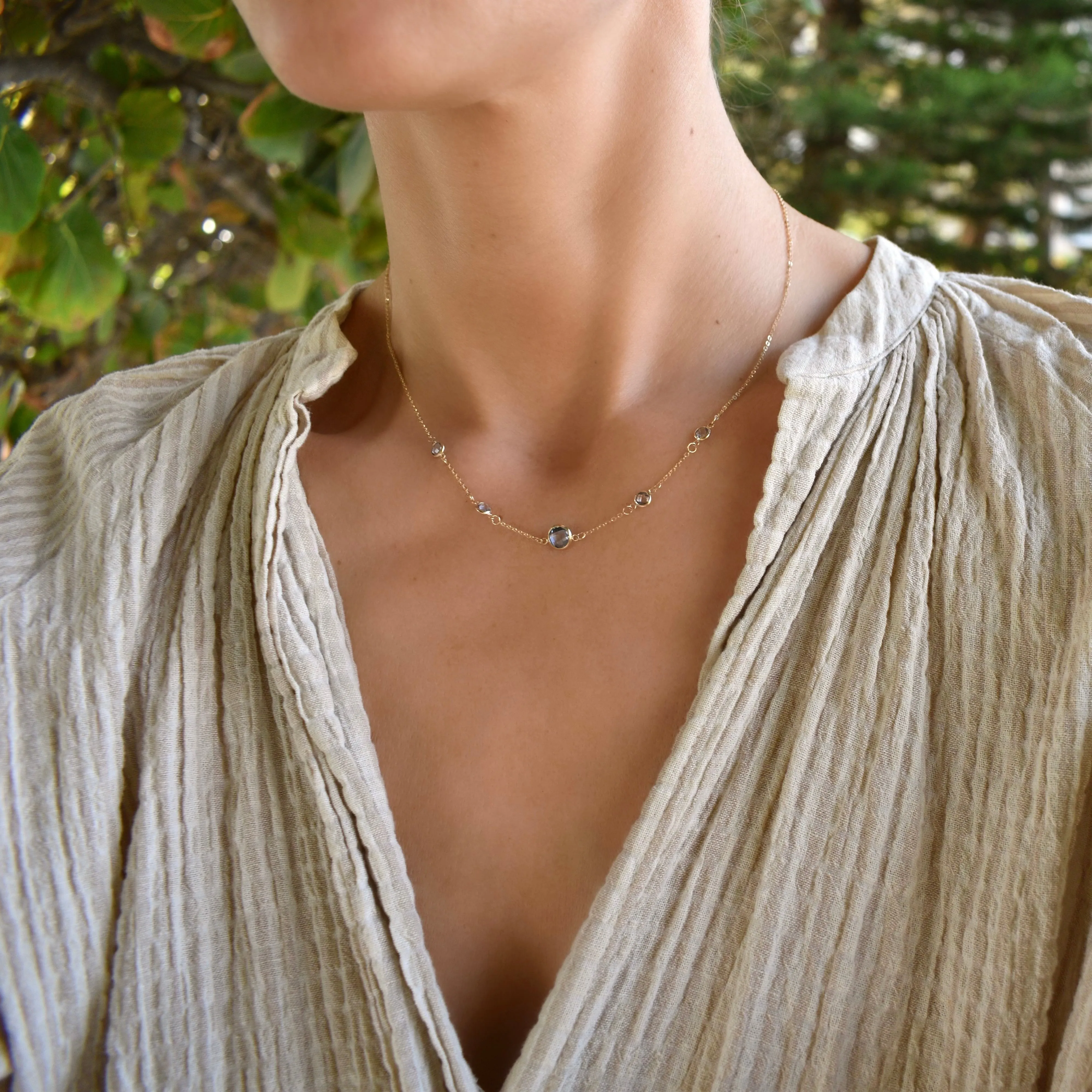 1 Grand & 4 Petite Aquamarine Necklace in 14k Gold (March) sold by Haverhill product image thumbnail 2