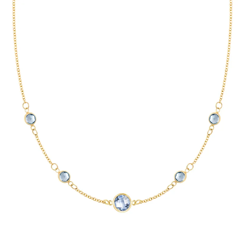1 Grand & 4 Petite Aquamarine Necklace in 14k Gold (March) sold by Haverhill