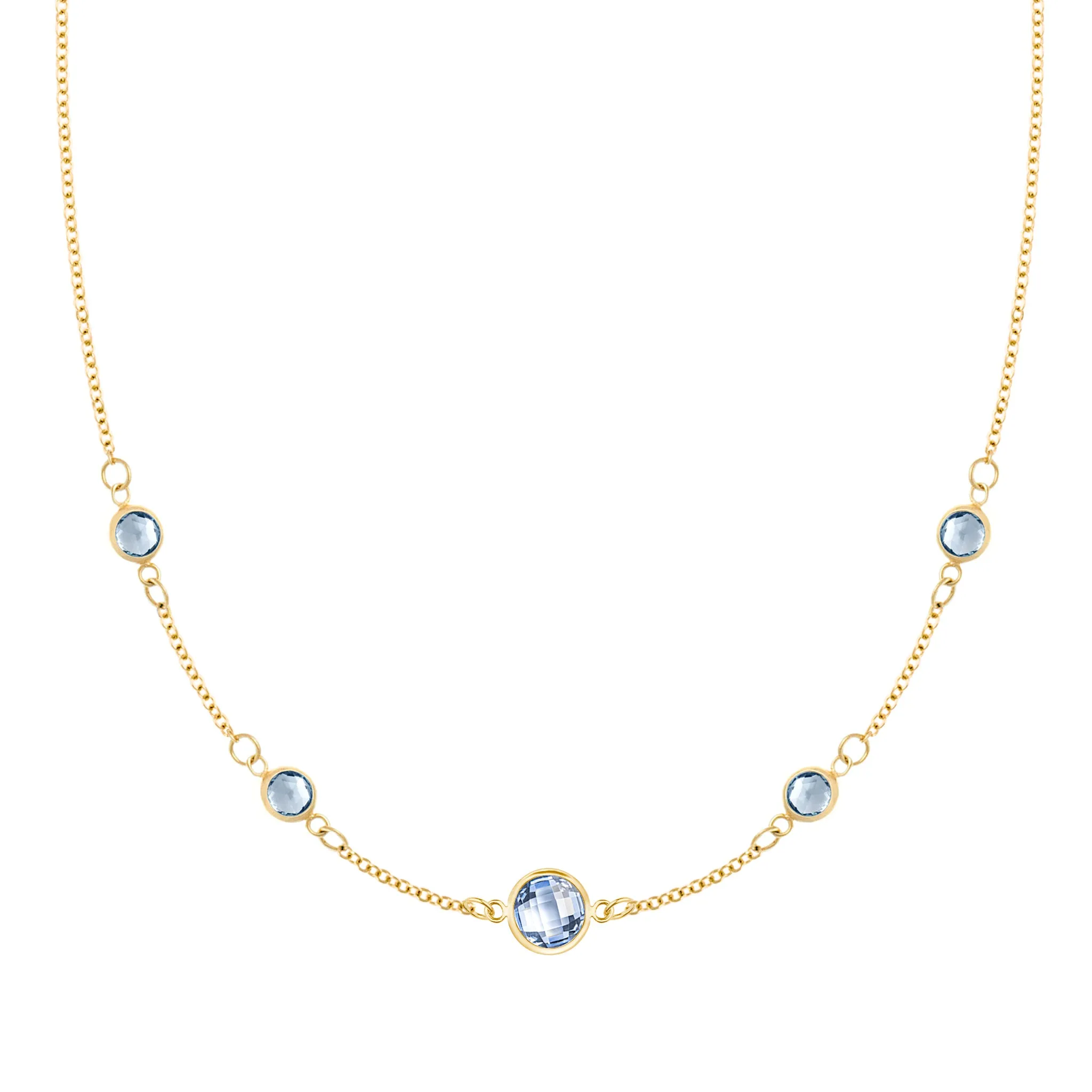 1 Grand & 4 Petite Aquamarine Necklace in 14k Gold (March) sold by Haverhill