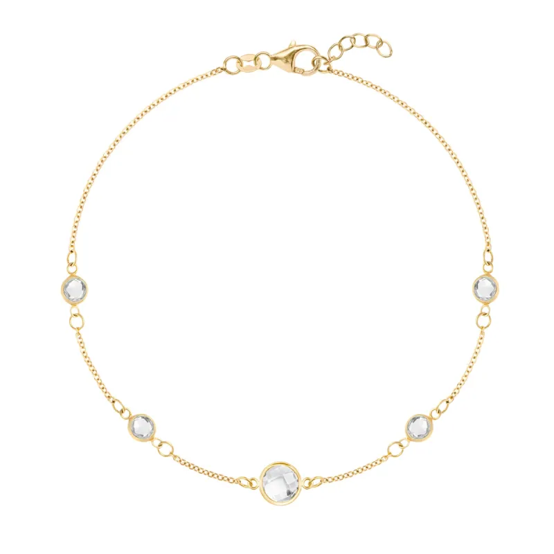 1 Grand & 4 Petite White Topaz Bracelet in 14k Gold (April) sold by Haverhill