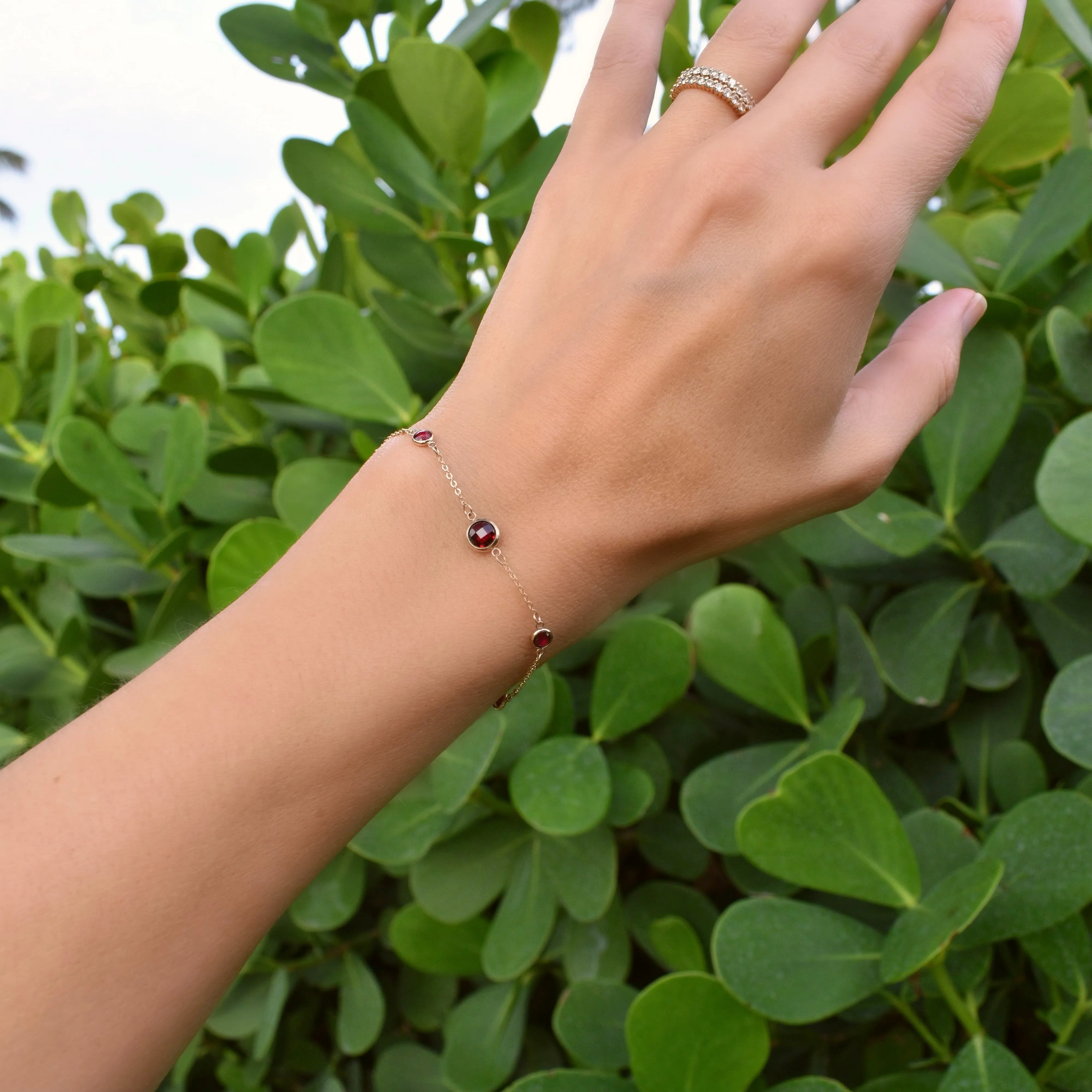 1 Grand & 4 Petite Ruby Bracelet in 14k Gold (July) sold by Haverhill product image thumbnail 2