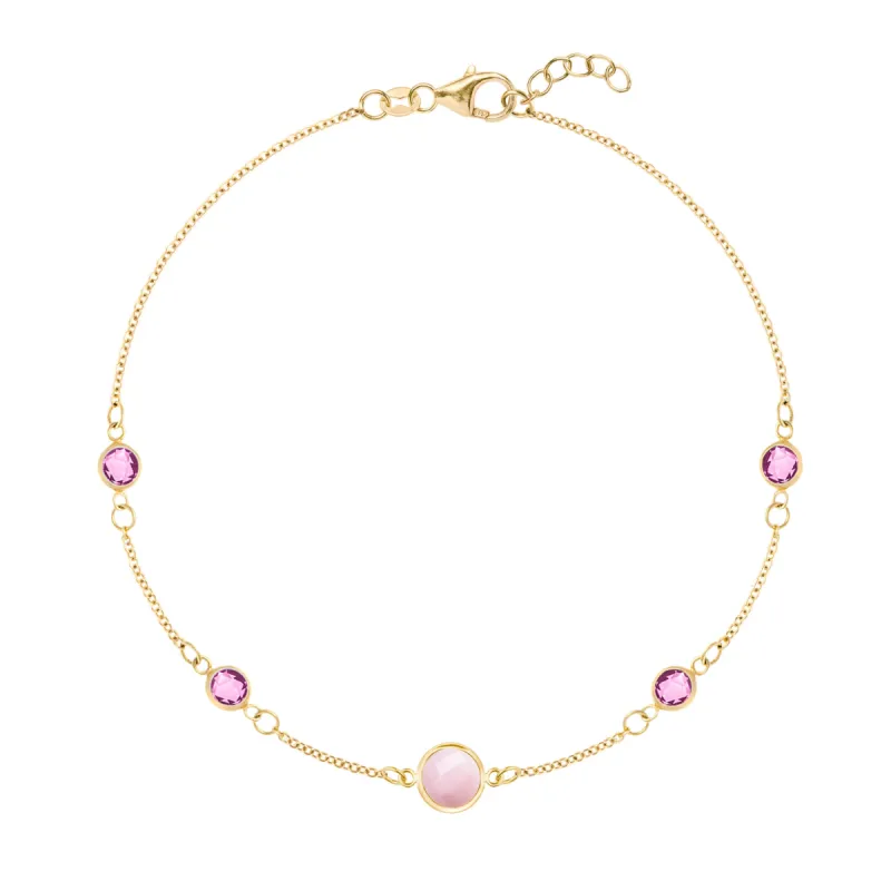 1 Grand & 4 Petite Pink Opal & Pink Sapphire Bracelet in 14k Gold (October) sold by Haverhill