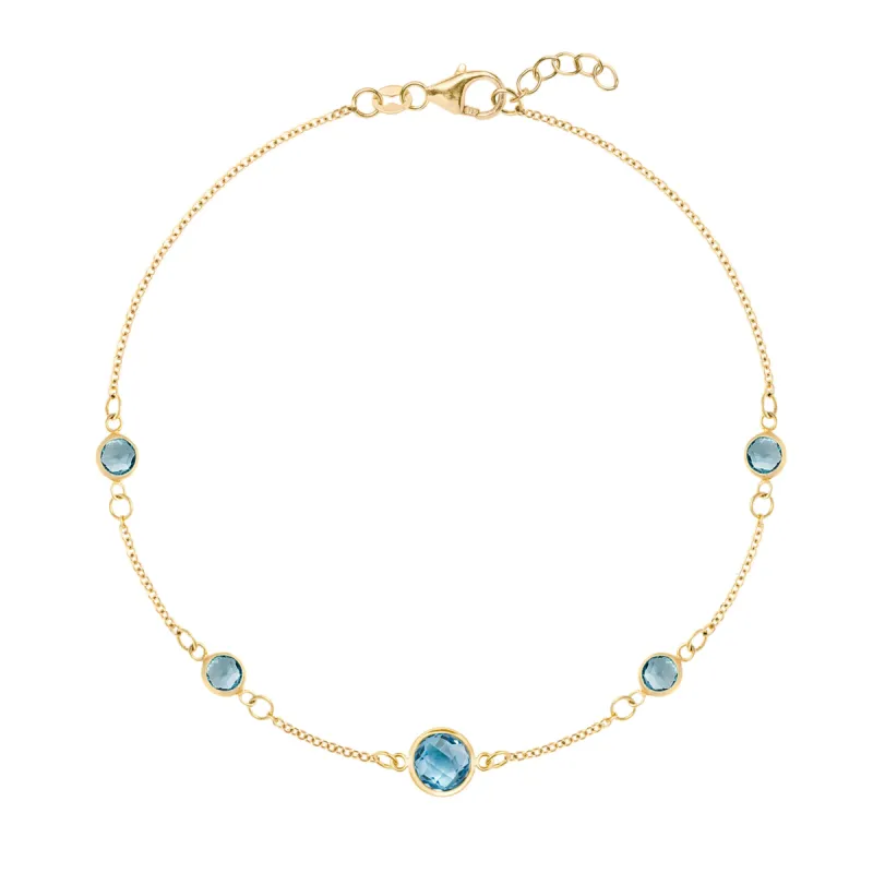 1 Grand & 4 Petite Nantucket Blue Topaz Bracelet in 14k Gold (December) sold by Haverhill