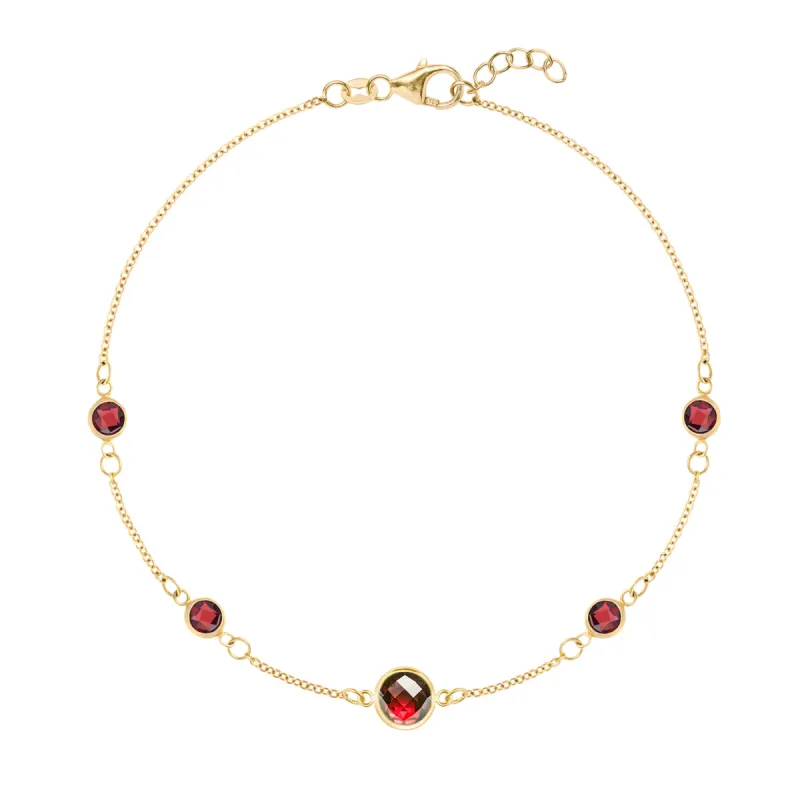 1 Grand & 4  Petite Garnet Bracelet in 14k Gold (January) sold by Haverhill
