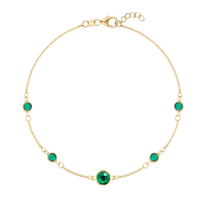1 Grand & 4 Petite Emerald Bracelet in 14k Gold (May) sold by Haverhill