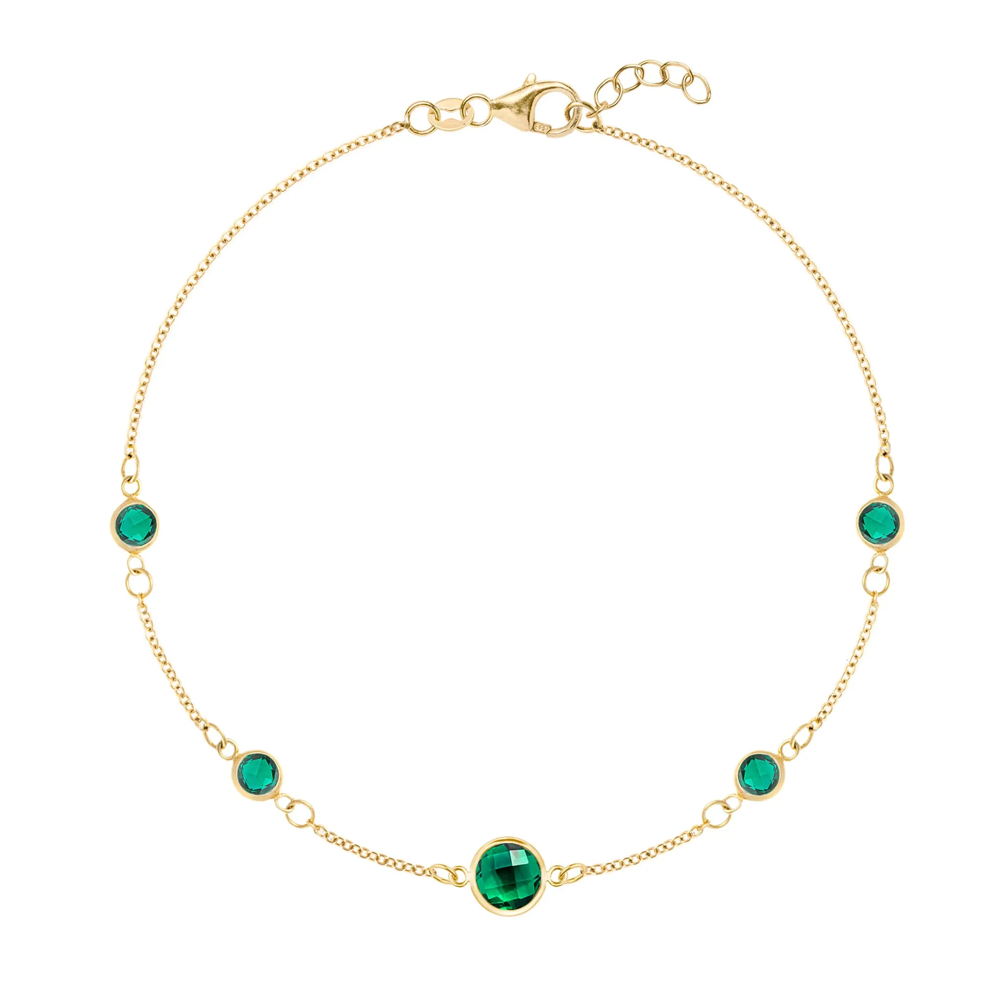 1 Grand & 4 Petite Emerald Bracelet in 14k Gold (May) sold by Haverhill