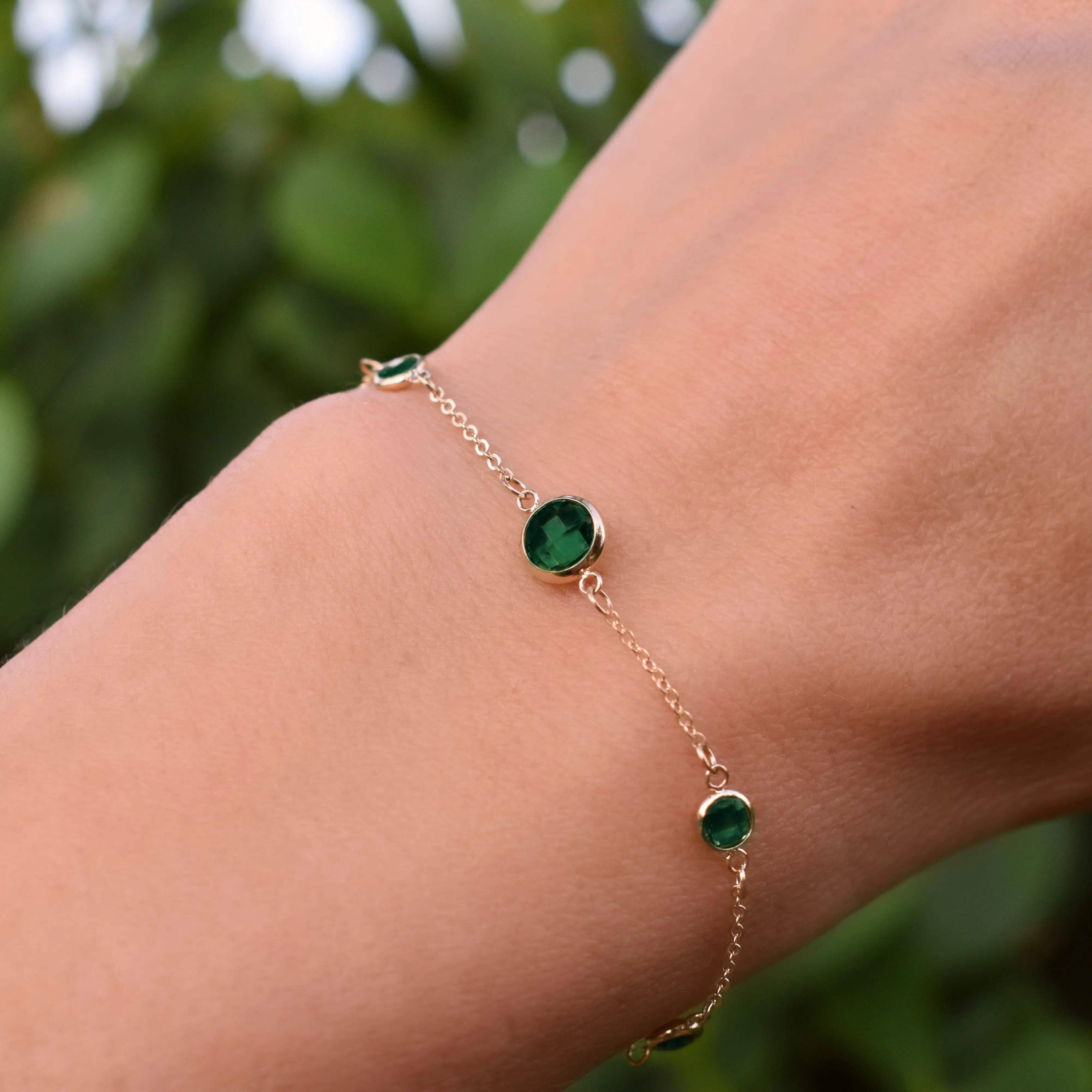 1 Grand & 4 Petite Emerald Bracelet in 14k Gold (May) sold by Haverhill product image thumbnail 3