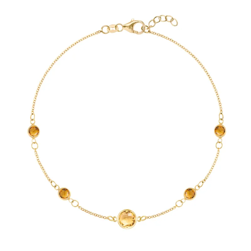 1 Grand & 4 Petite Citrine Bracelet in 14k Gold (November) sold by Haverhill
