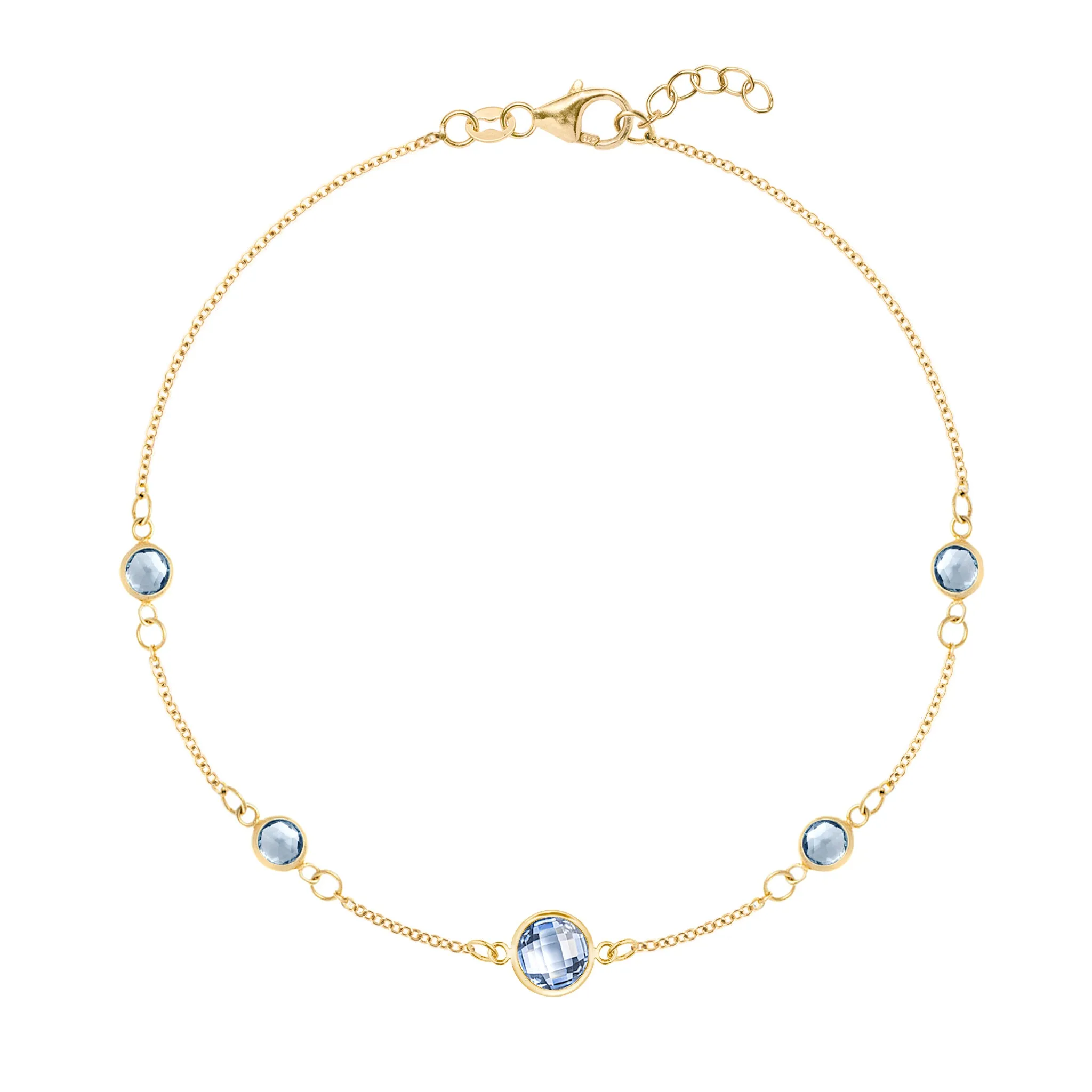1 Grand & 4 Petite Aquamarine Bracelet in 14k Gold (March) sold by Haverhill