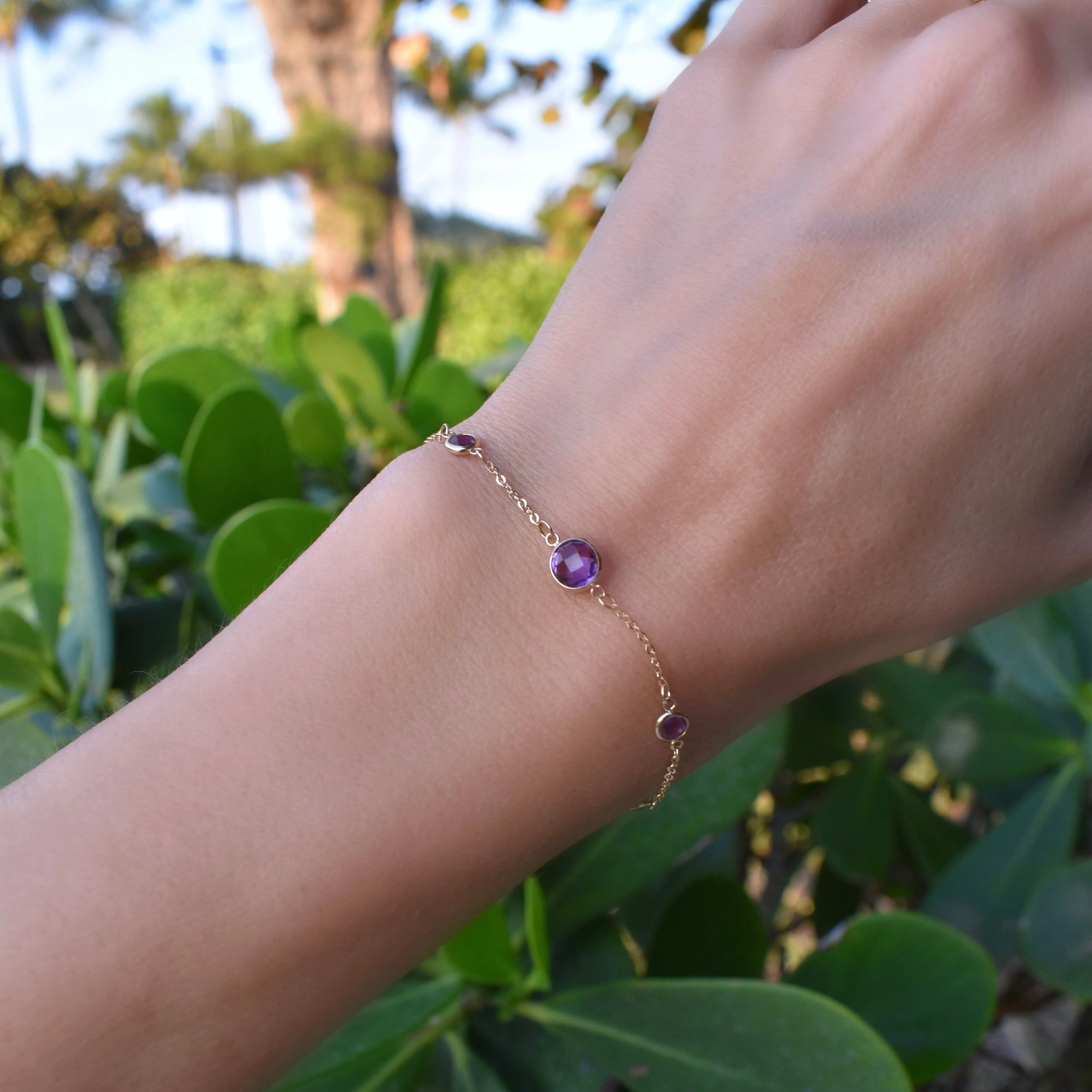 1 Grand & 4 Petite Amethyst Bracelet in 14k Gold (February) sold by Haverhill product image thumbnail 2