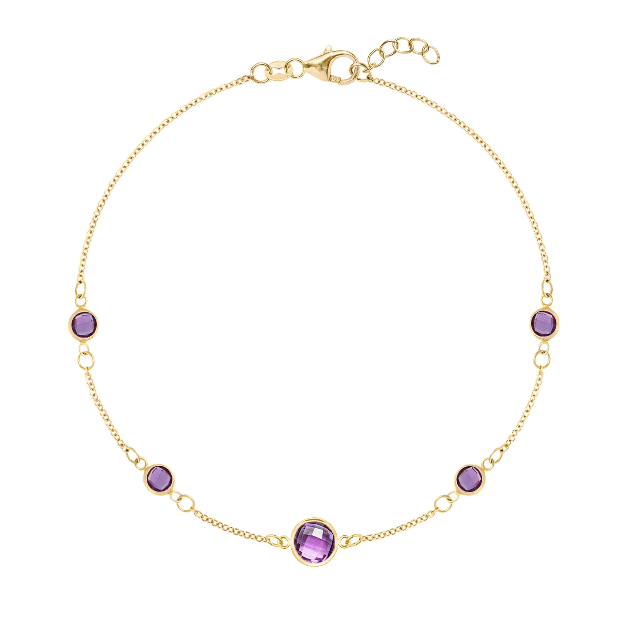 1 Grand & 4 Petite Amethyst Bracelet in 14k Gold (February) sold by Haverhill