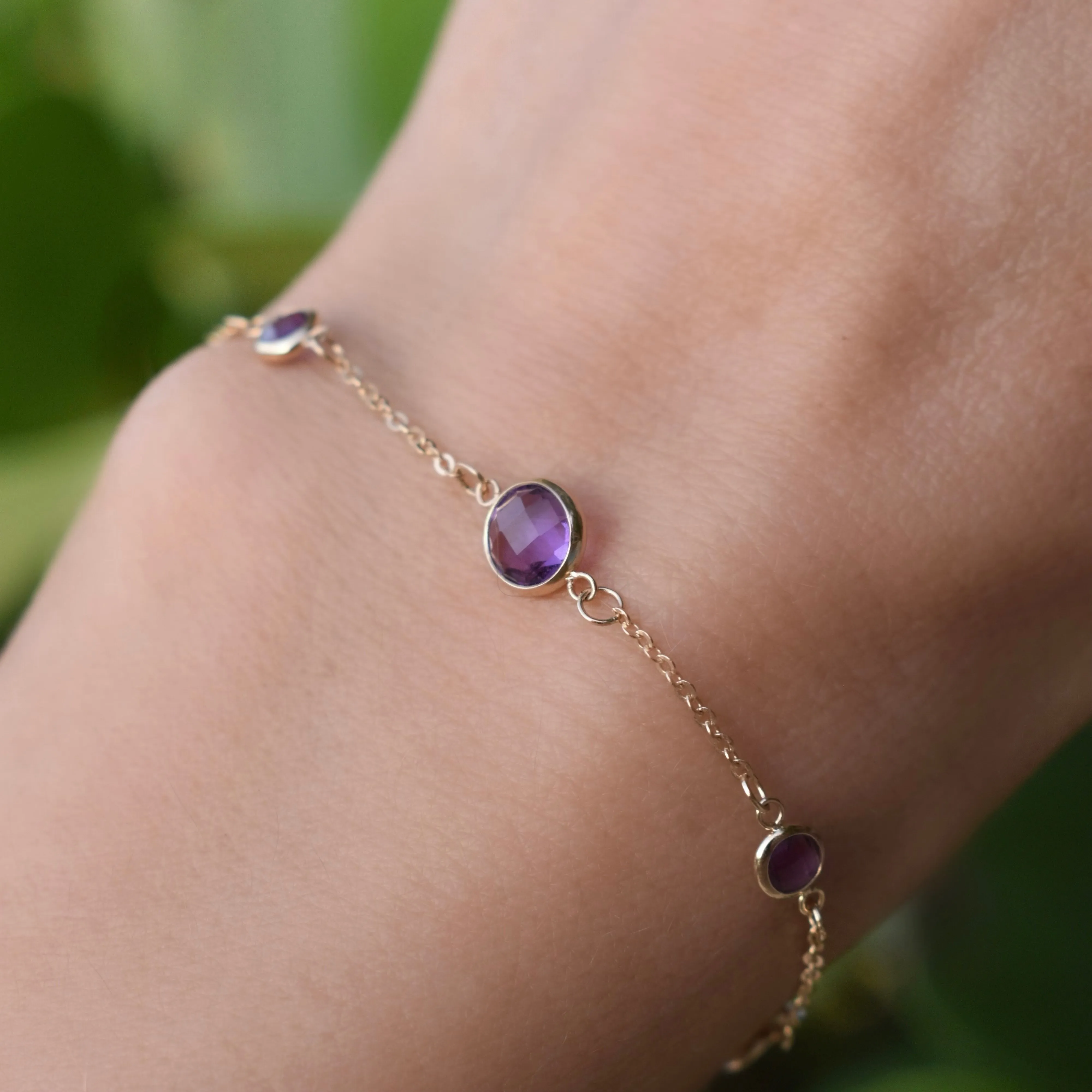 1 Grand & 4 Petite Amethyst Bracelet in 14k Gold (February) sold by Haverhill product image thumbnail 3
