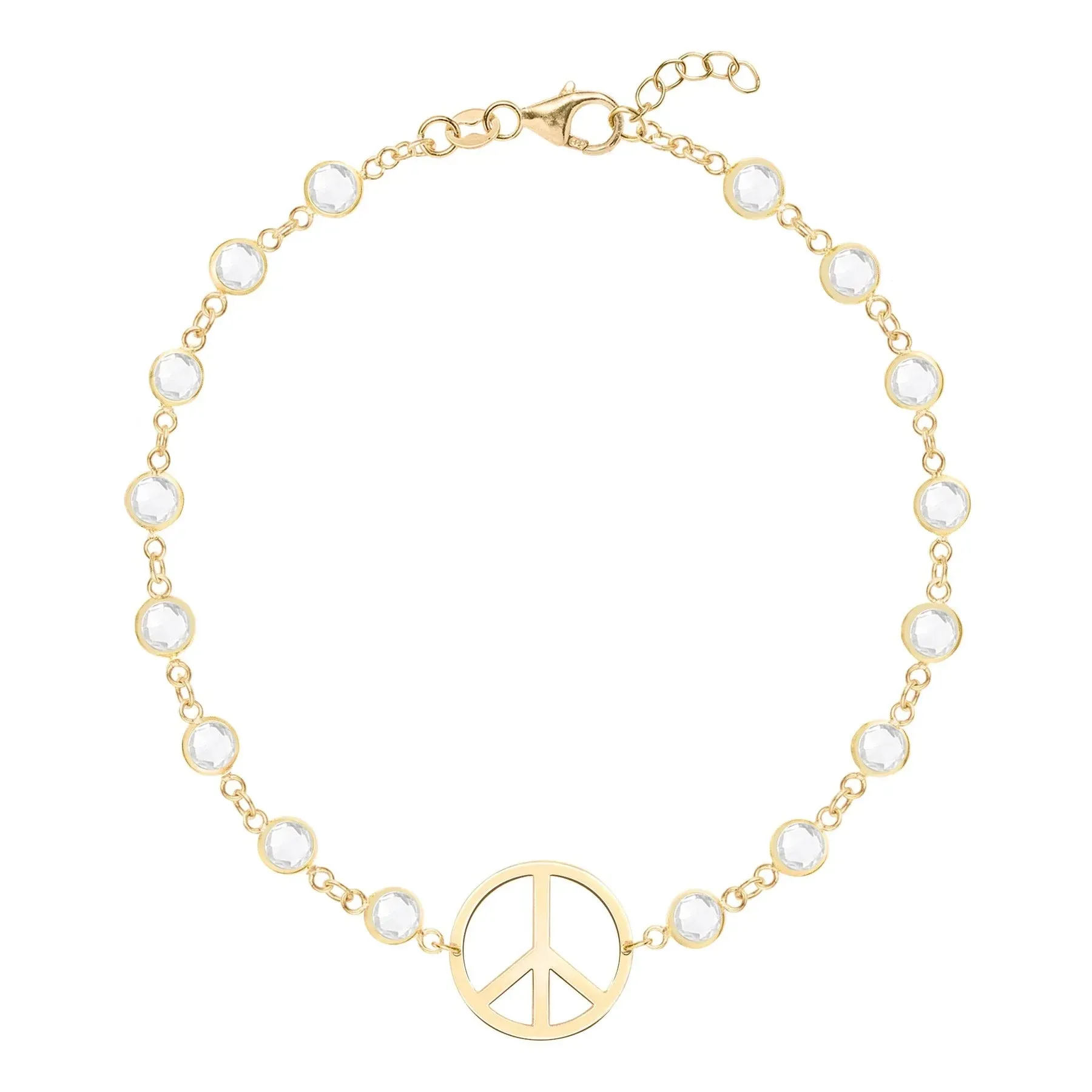 Large Peace Sign Newport Bracelet in 14k Gold sold by Haverhill