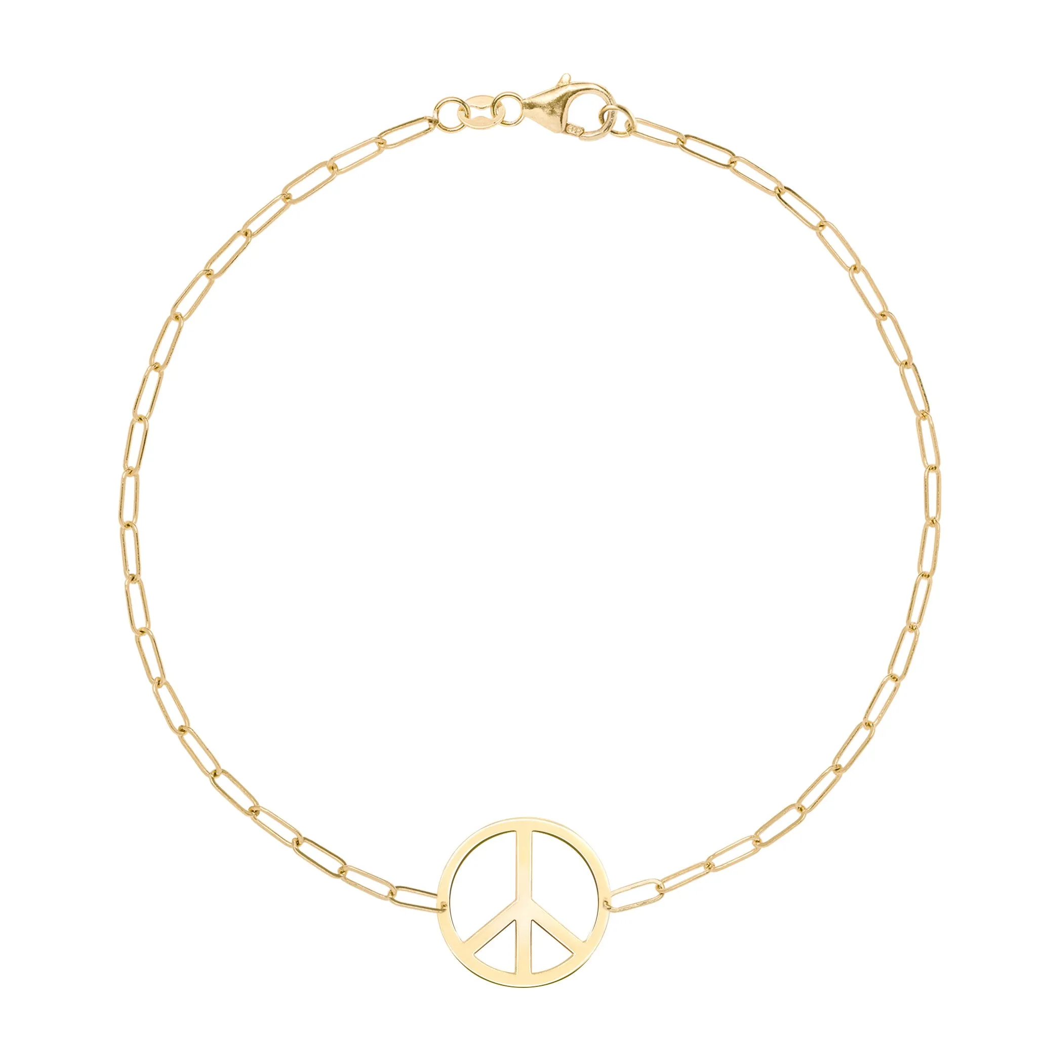 Large Peace Sign Adelaide Mini Bracelet in 14k Gold sold by Haverhill