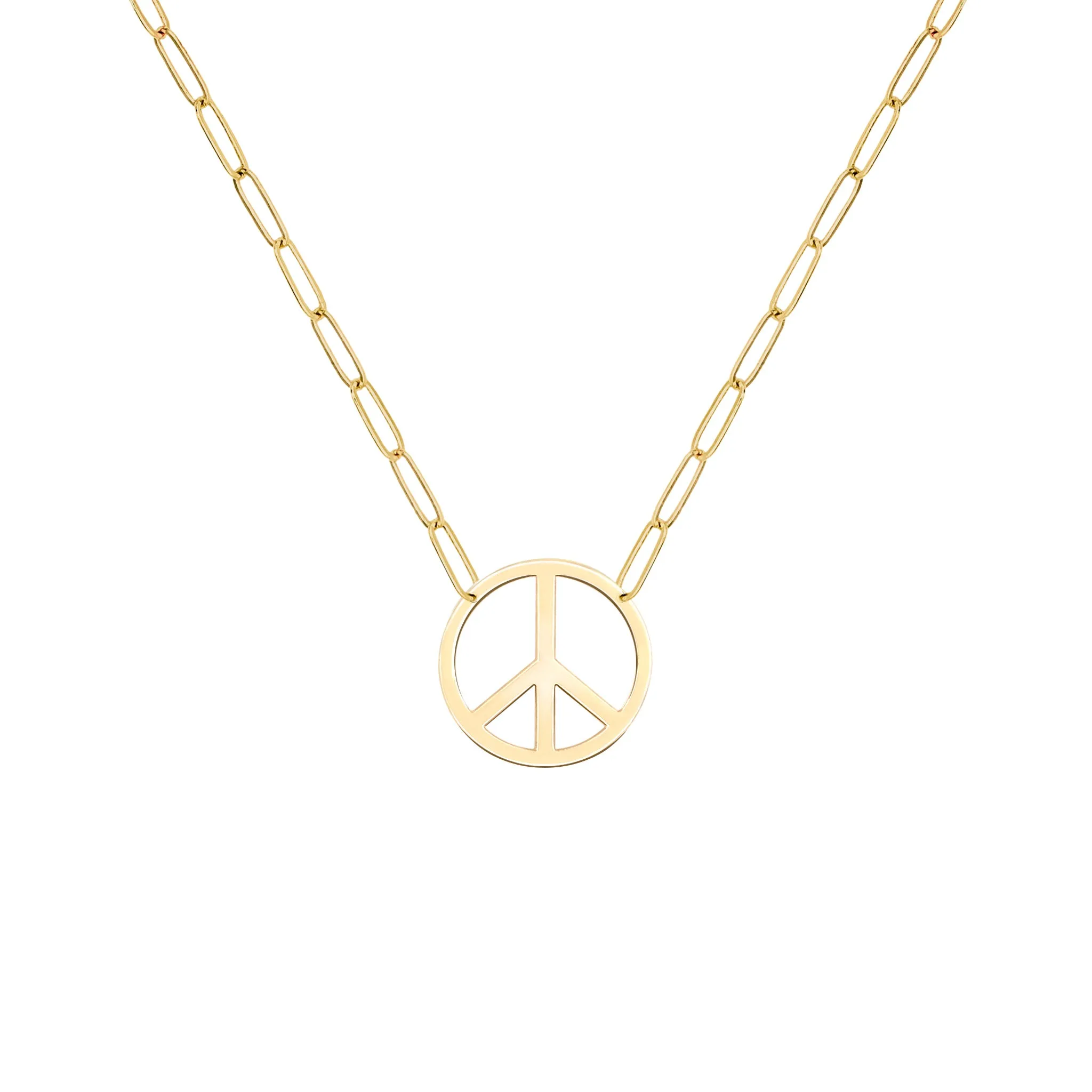 Large Peace Sign Adelaide Mini Necklace in 14k Gold sold by Haverhill