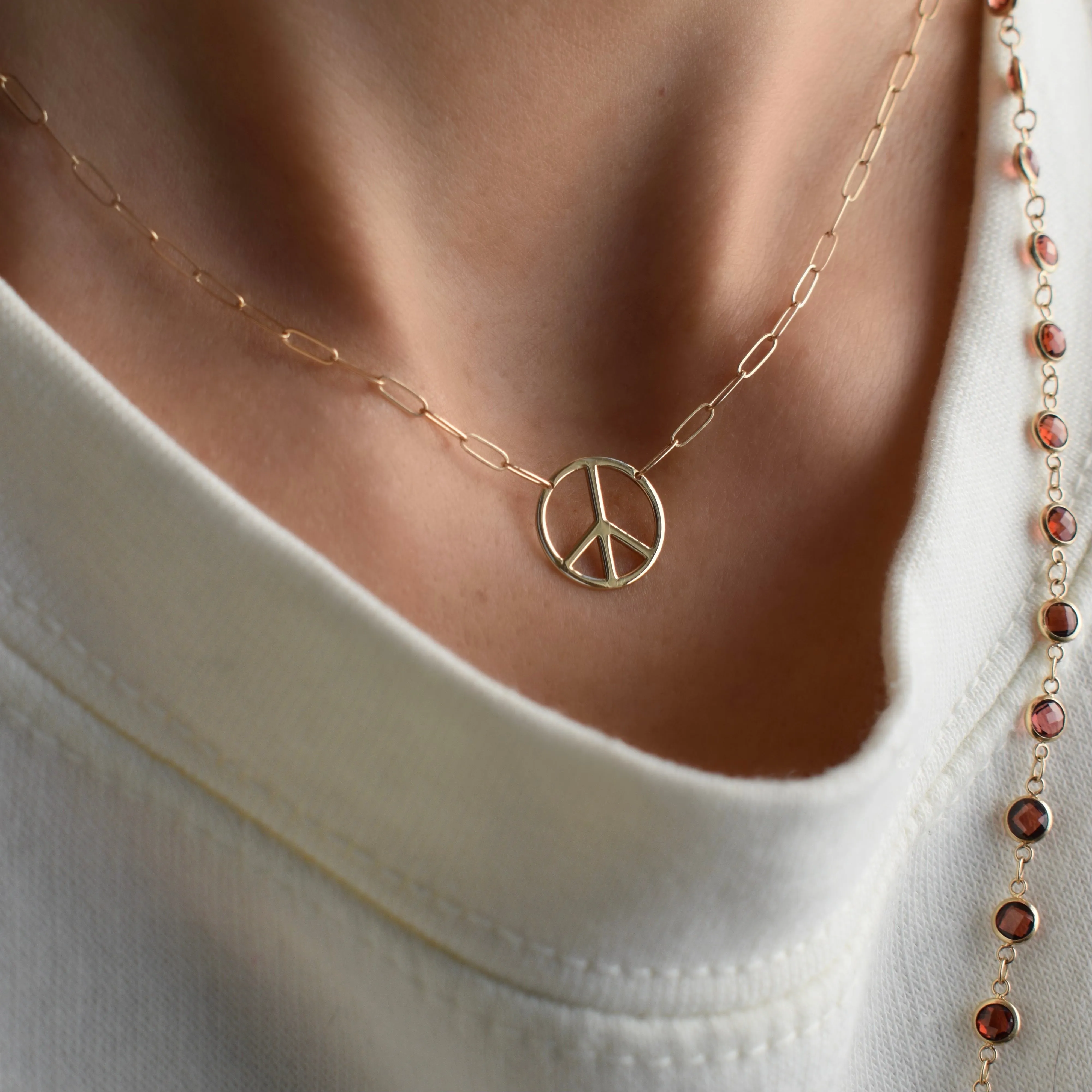 Large Peace Sign Adelaide Mini Necklace in 14k Gold sold by Haverhill product image thumbnail 3