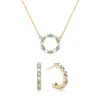 Rosecliff Small Circle Diamond & Alexandrite Necklace and Huggie Hoop Earrings Set in 14k Gold (June) sold by Haverhill