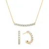 Rosecliff Aquamarine Bar Necklace and Huggie Hoop Earrings Set in 14k Gold (March) sold by Haverhill