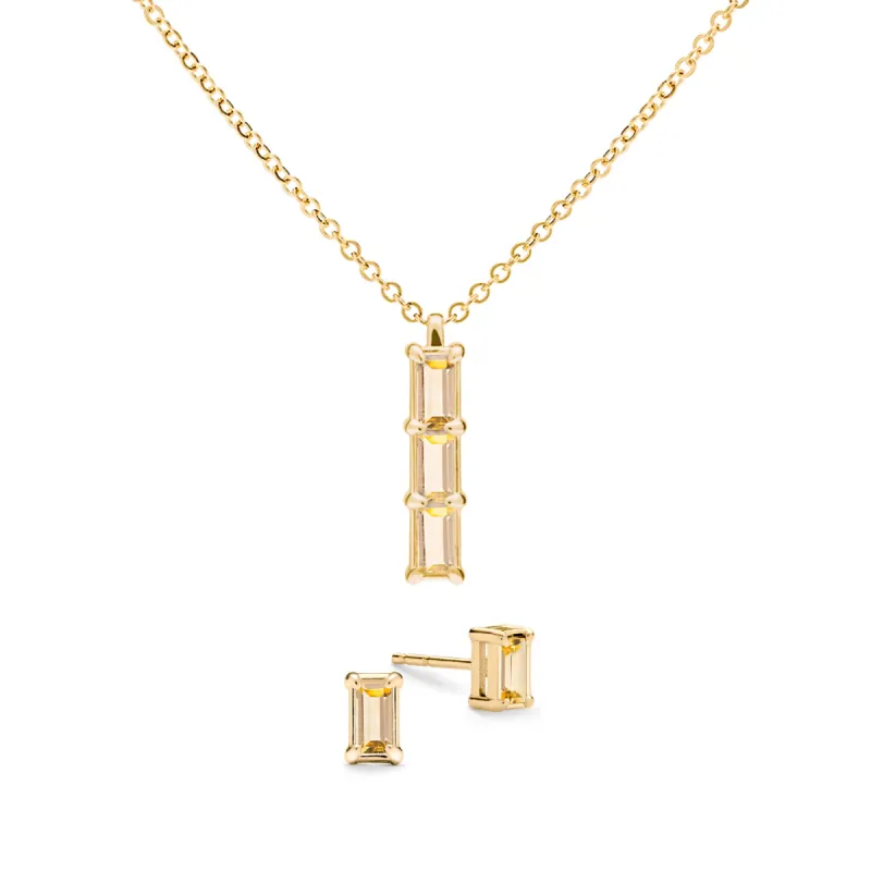Providence 3 Citrine Pendant and Stud Earrings Set in 14k Gold (November) sold by Haverhill