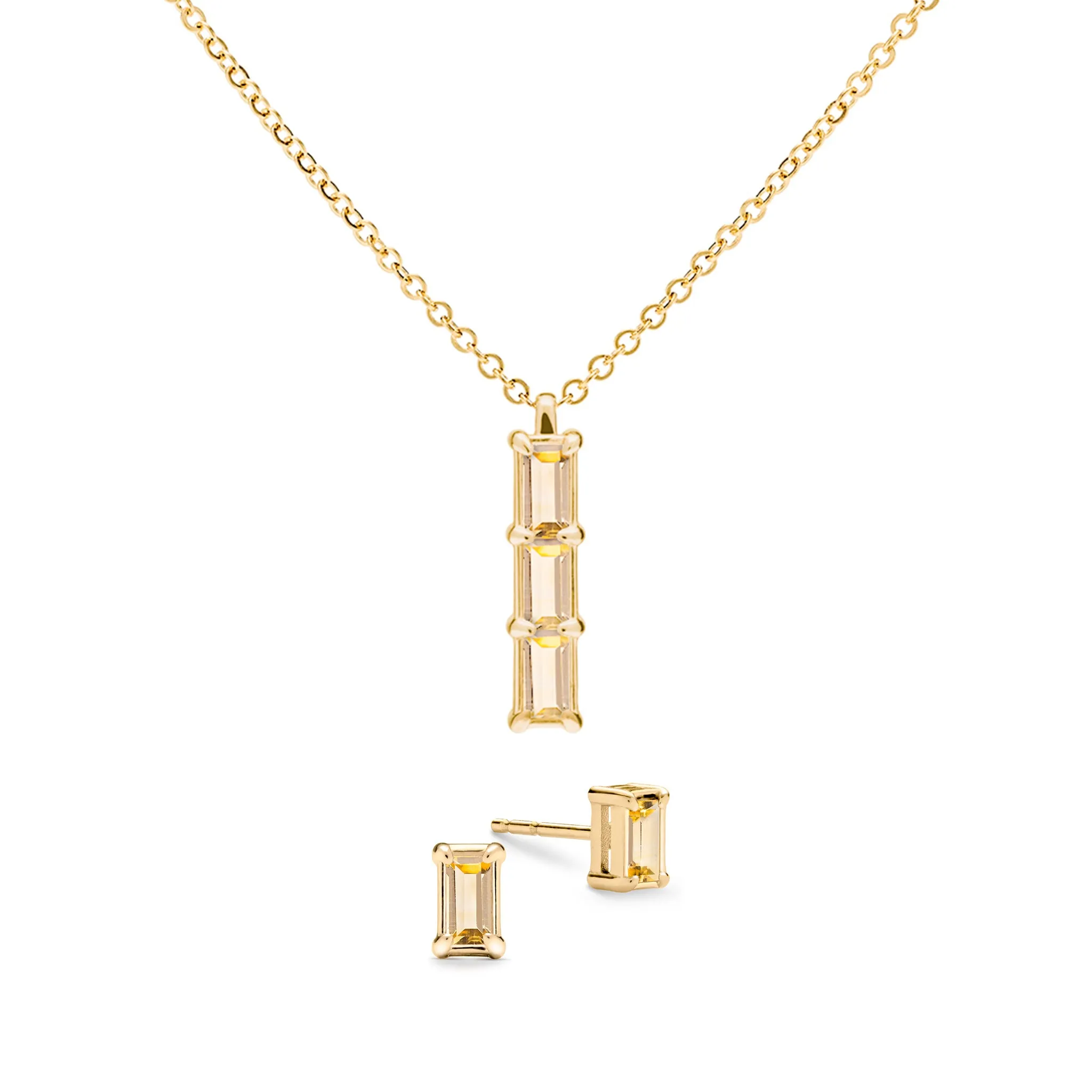 Providence 3 Citrine Pendant and Stud Earrings Set in 14k Gold (November) sold by Haverhill