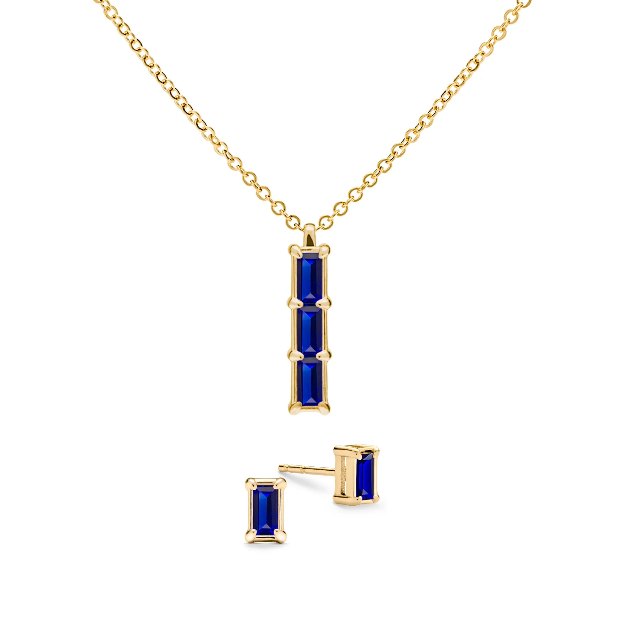Providence 3 Sapphire Pendant and Stud Earrings Set in 14k Gold (September) sold by Haverhill