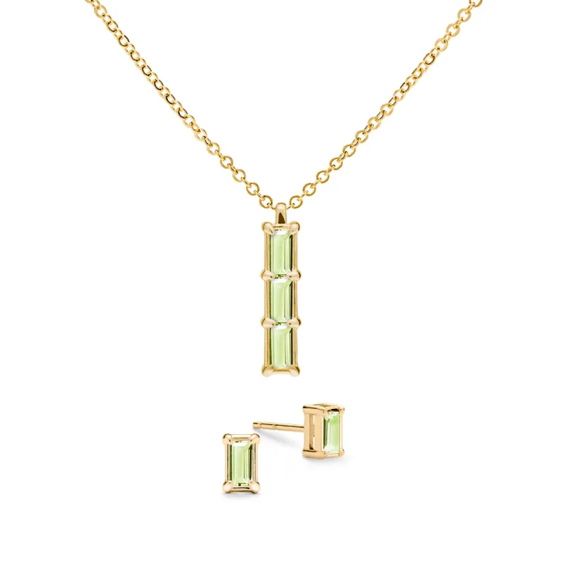 Providence 3 Peridot Pendant and Stud Earrings Set in 14k Gold (August) sold by Haverhill