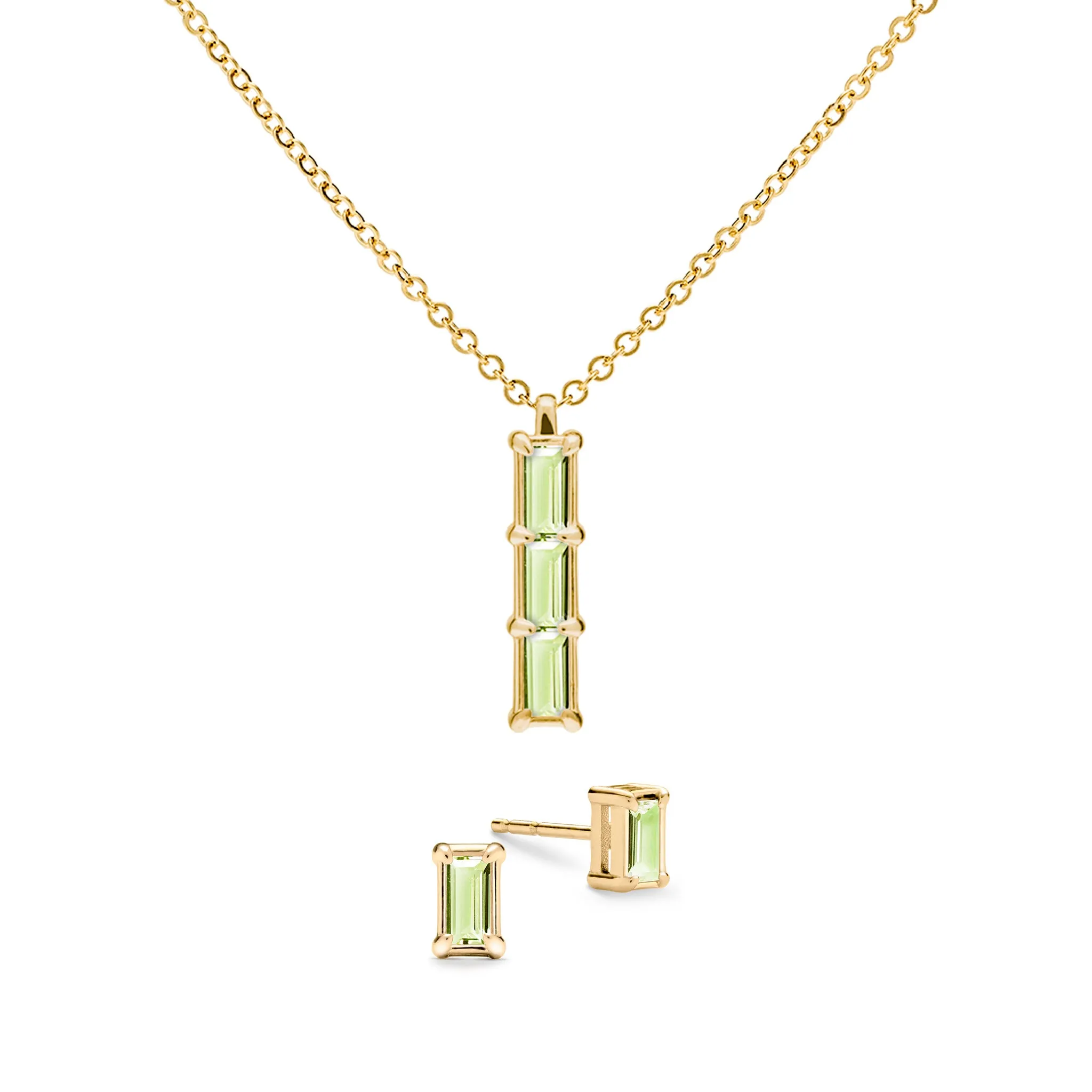 Providence 3 Peridot Pendant and Stud Earrings Set in 14k Gold (August) sold by Haverhill