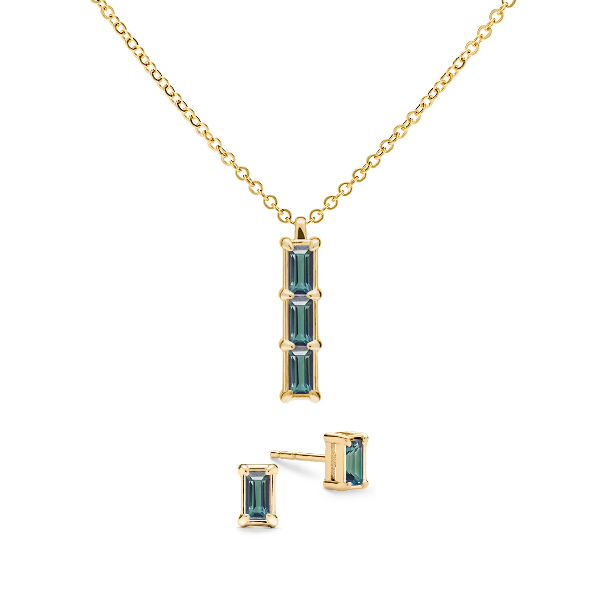 Providence 3 Alexandrite Pendant and Stud Earrings Set in 14k Gold (June) sold by Haverhill