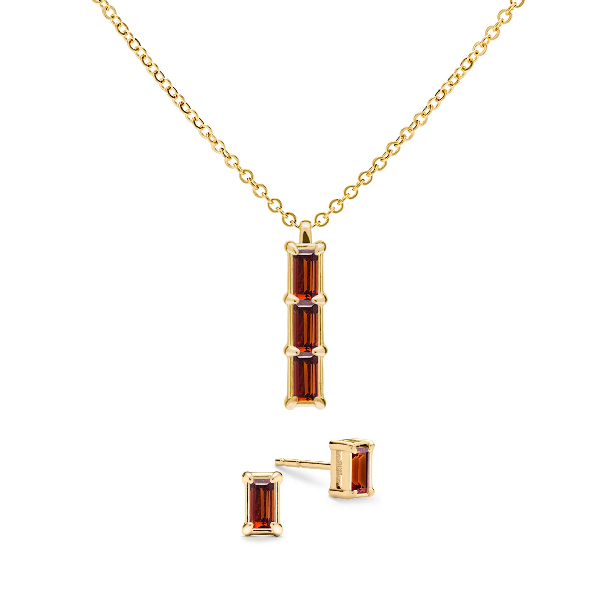 Providence 3 Garnet Pendant and Stud Earrings Set in 14k Gold (January) sold by Haverhill