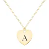 Engravable Large Flat Heart Pendant with Adelaide Mini Chain in 14k Gold sold by Haverhill