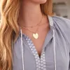 Engravable Large Flat Heart Pendant with Adelaide Mini Chain in 14k Gold sold by Haverhill