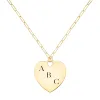 Engravable Large Flat Heart Pendant with Adelaide Mini Chain in 14k Gold sold by Haverhill