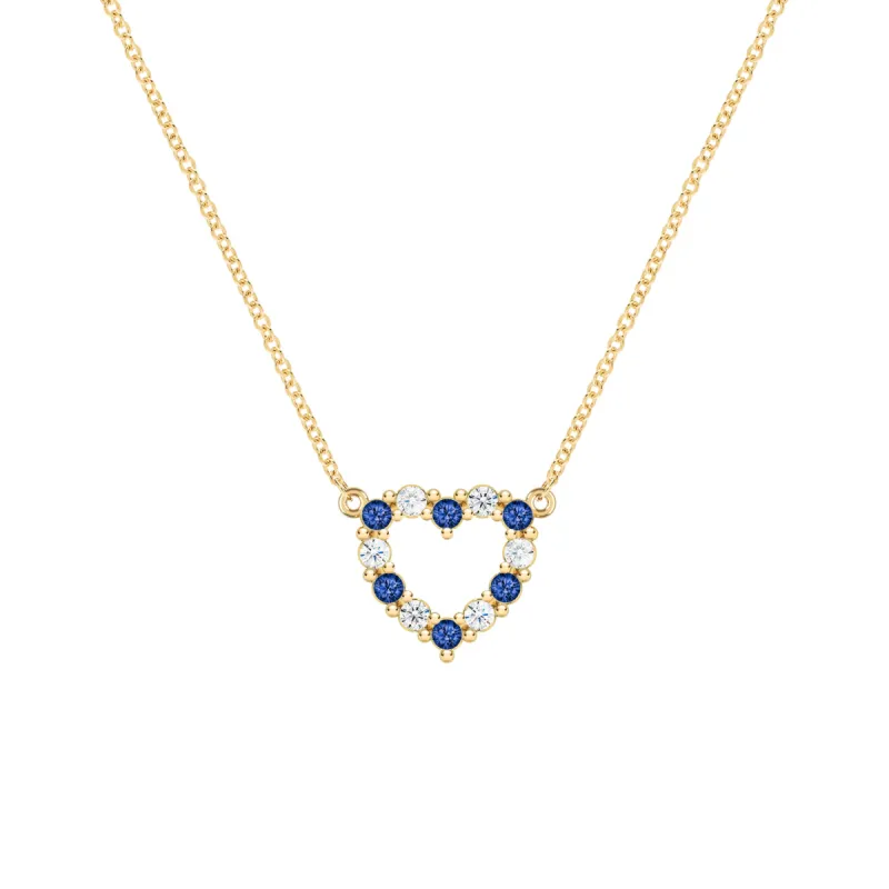Rosecliff Small Heart Diamond & Sapphire Necklace in 14k Gold (September) sold by Haverhill