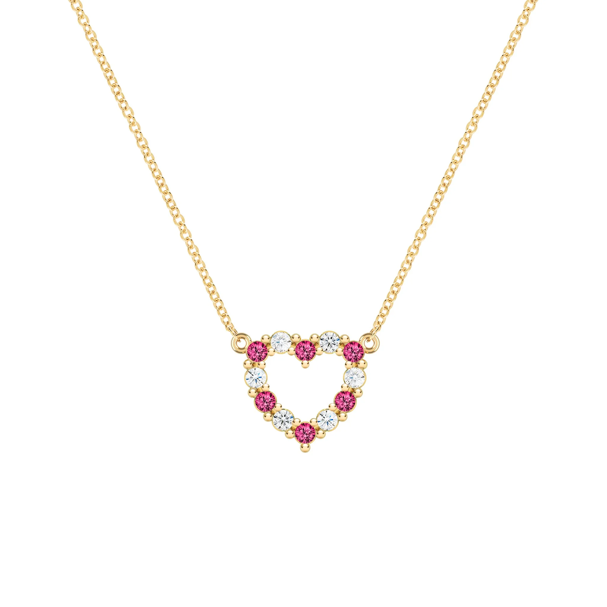Rosecliff Small Heart Diamond & Ruby Necklace in 14k Gold (July) sold by Haverhill