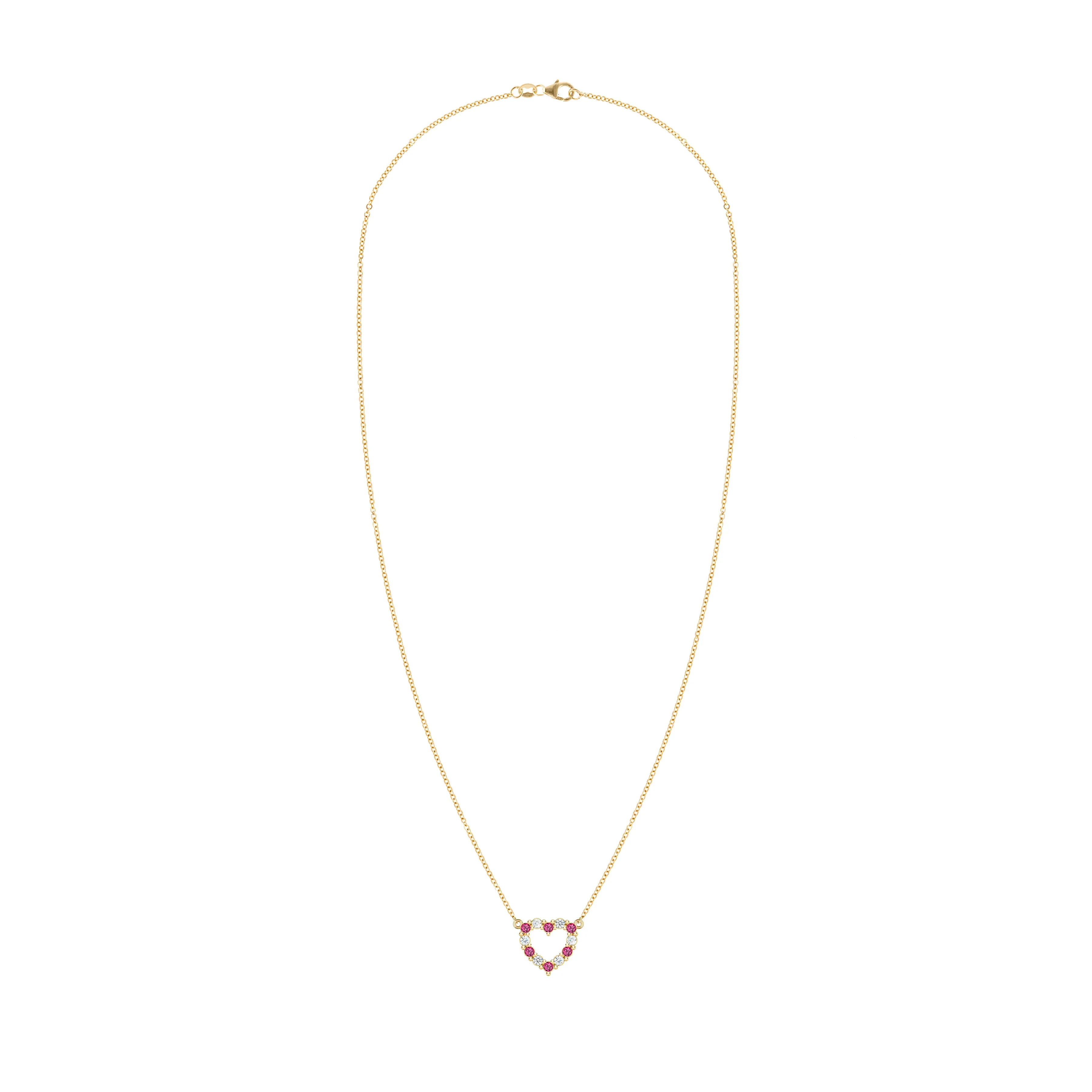 Rosecliff Small Heart Diamond & Ruby Necklace in 14k Gold (July) sold by Haverhill product image thumbnail 5