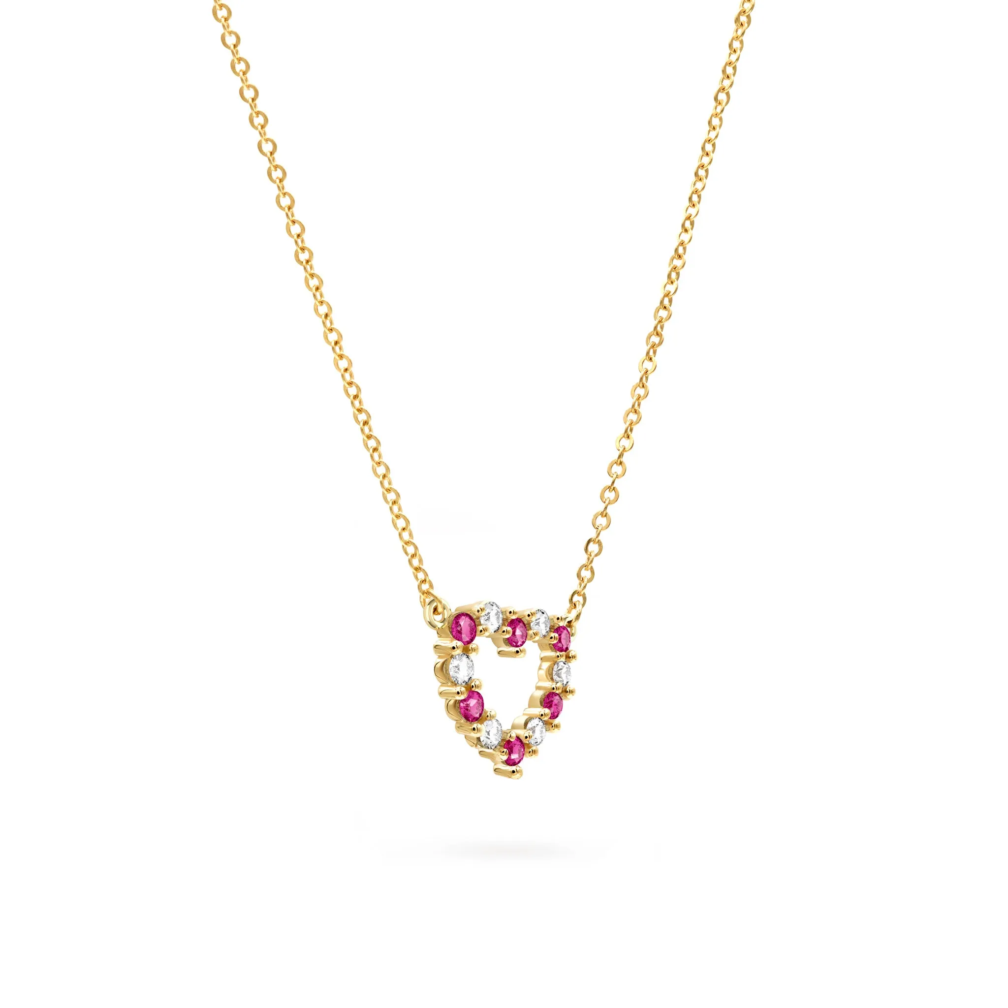 Rosecliff Small Heart Diamond & Ruby Necklace in 14k Gold (July) sold by Haverhill product image thumbnail 4